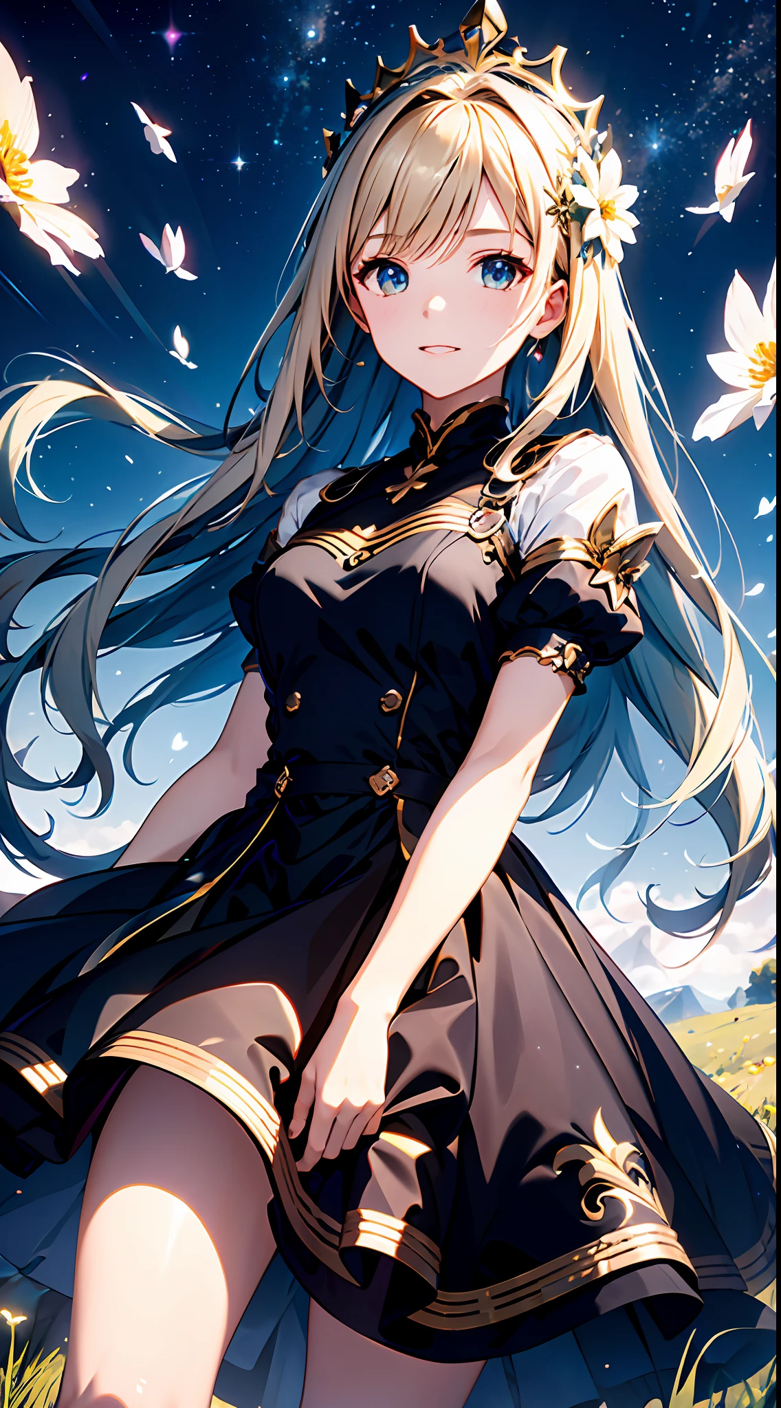 Anime girl with long hair and a flower in her hair - SeaArt AI