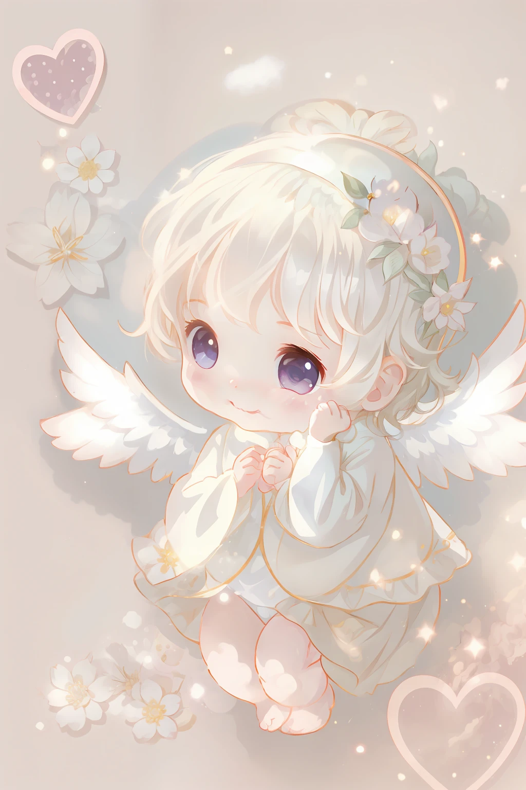 Baby Angel、Smile cutely、brilliance、blanche、adolable、heartbackground