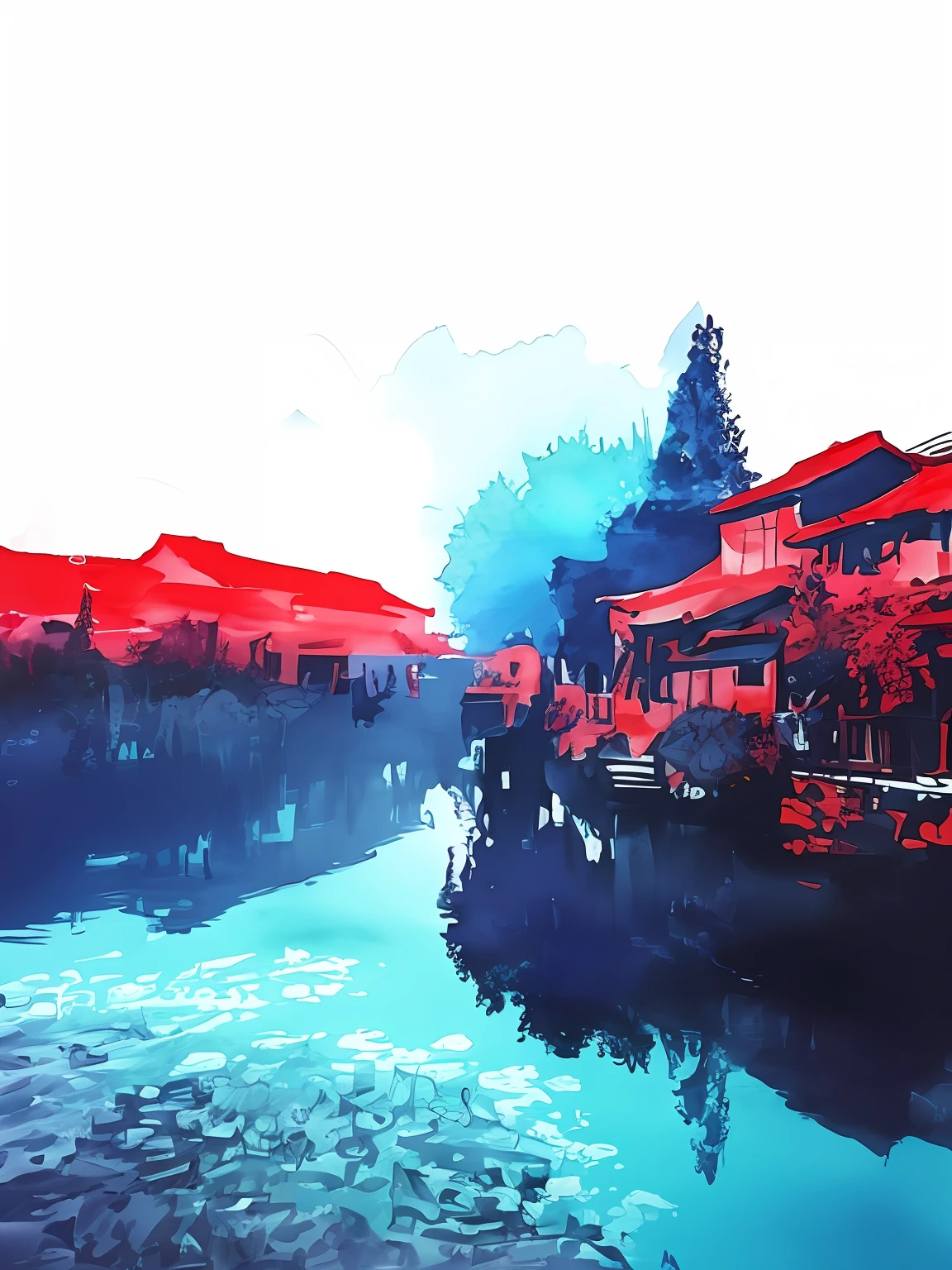 Poetic ink painting style