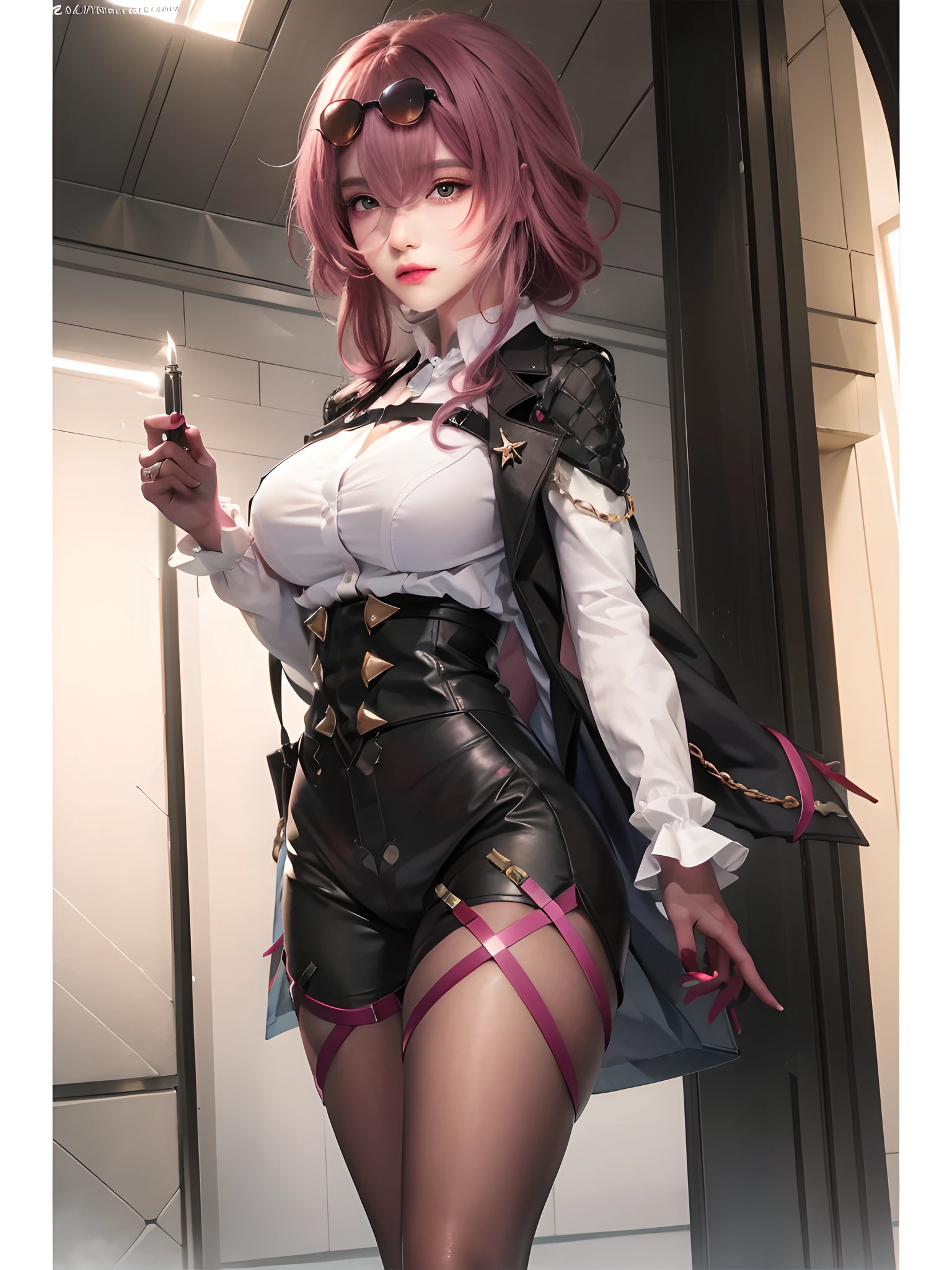 (photorealistic:1.4), best quality, masterpiece, ultra high res, 1girl, (detailed face:1.2), (detailed eyes:1.2), (detailed hair:1.2), (detailed clothes:1.2), 4k, (detailed color:1.2), amaranth pink hair,