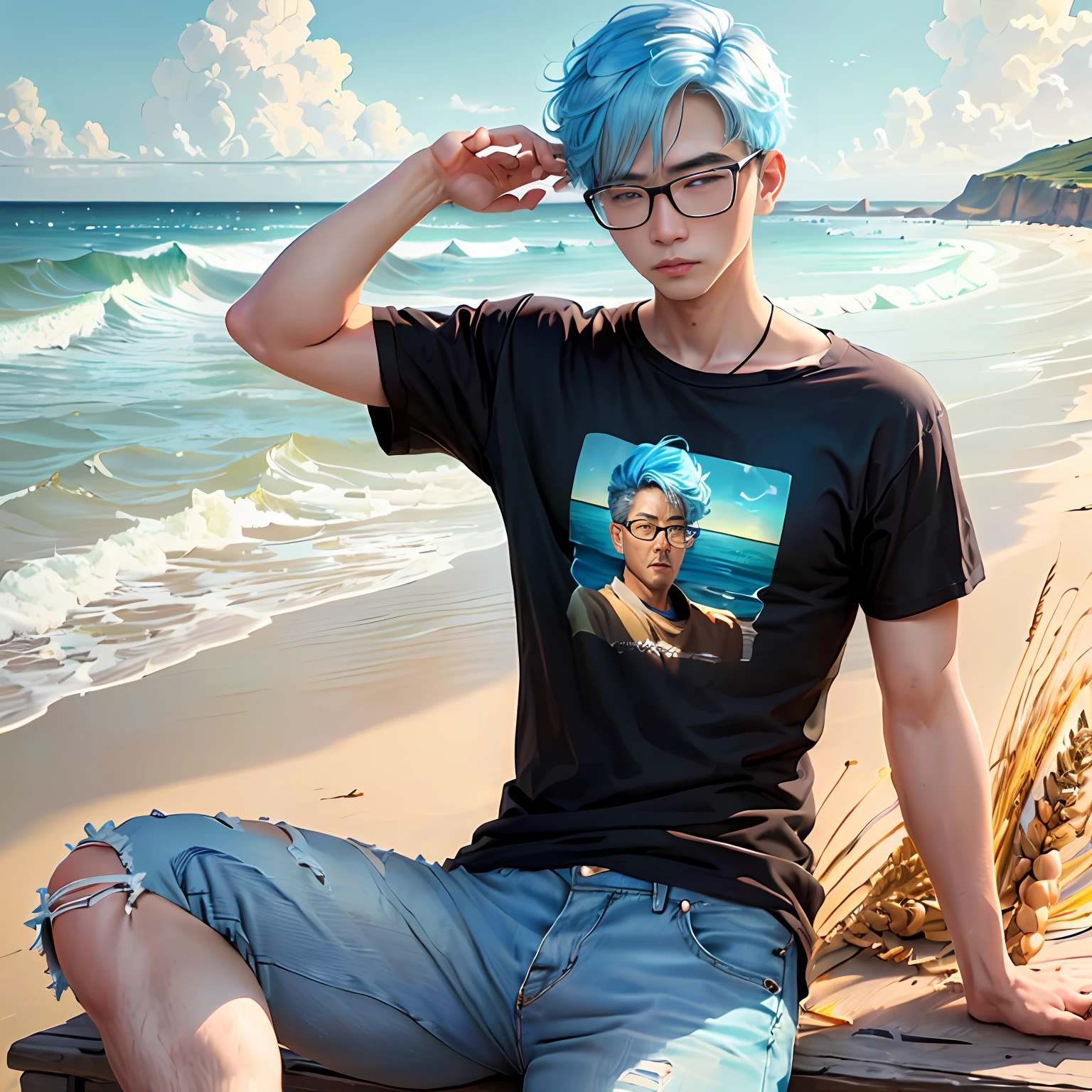 whaite hair,Gao cold man,eye glass,Black clothes,full bodyesbian,comic strip