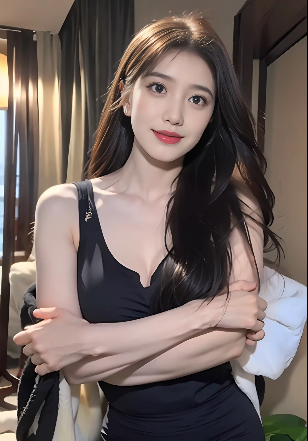 (8k, RAW photo, best quality, masterpiece:1.2), (realistic, photo-realistic:1.2)(raw photo) (extremely detailed CG unity 8k wallpaper) detailed and intricate, original,highres,[1girl:background:0.6]looking at viewer,upper  body，red shidudou,  .