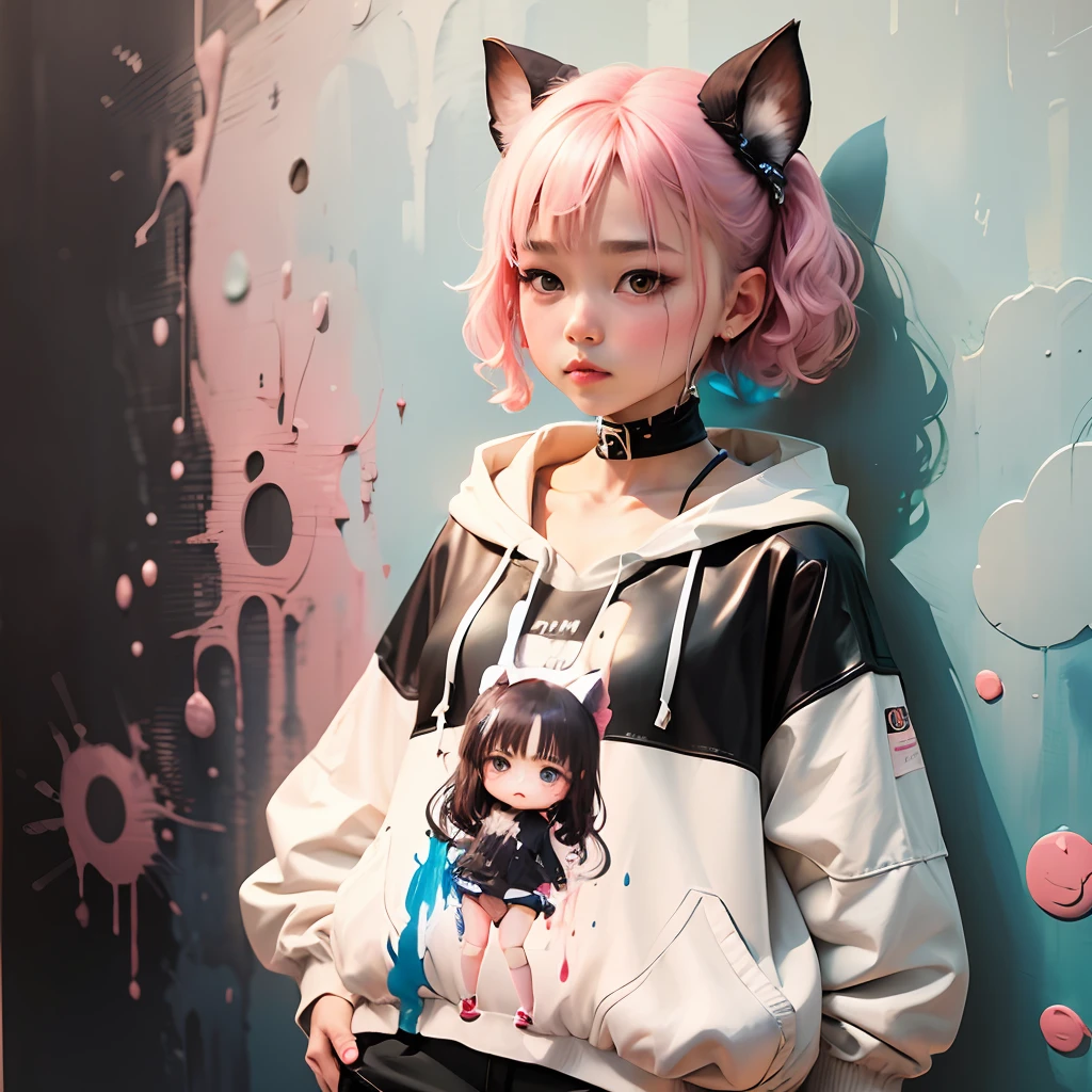 chibi, Dripping、mode、Contemporary art、abstract painting、kawaii girl --auto --s2