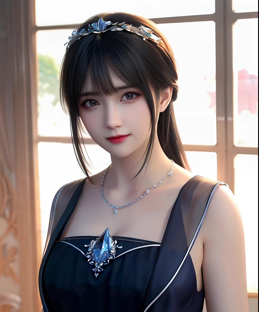 Best quality, masterpiece, high resolution, 1girl, porcelain dress, hair accessories, necklace, jewelry, beautiful face, on the body, Tyndall effect, realistic, dark studio, edge lighting, two-tone lighting, (high detail skin: 1.2), 8k UHD, dslr, soft light, high quality, volumetric light, candid, photo, high resolution, 4k, 8k, background blur,