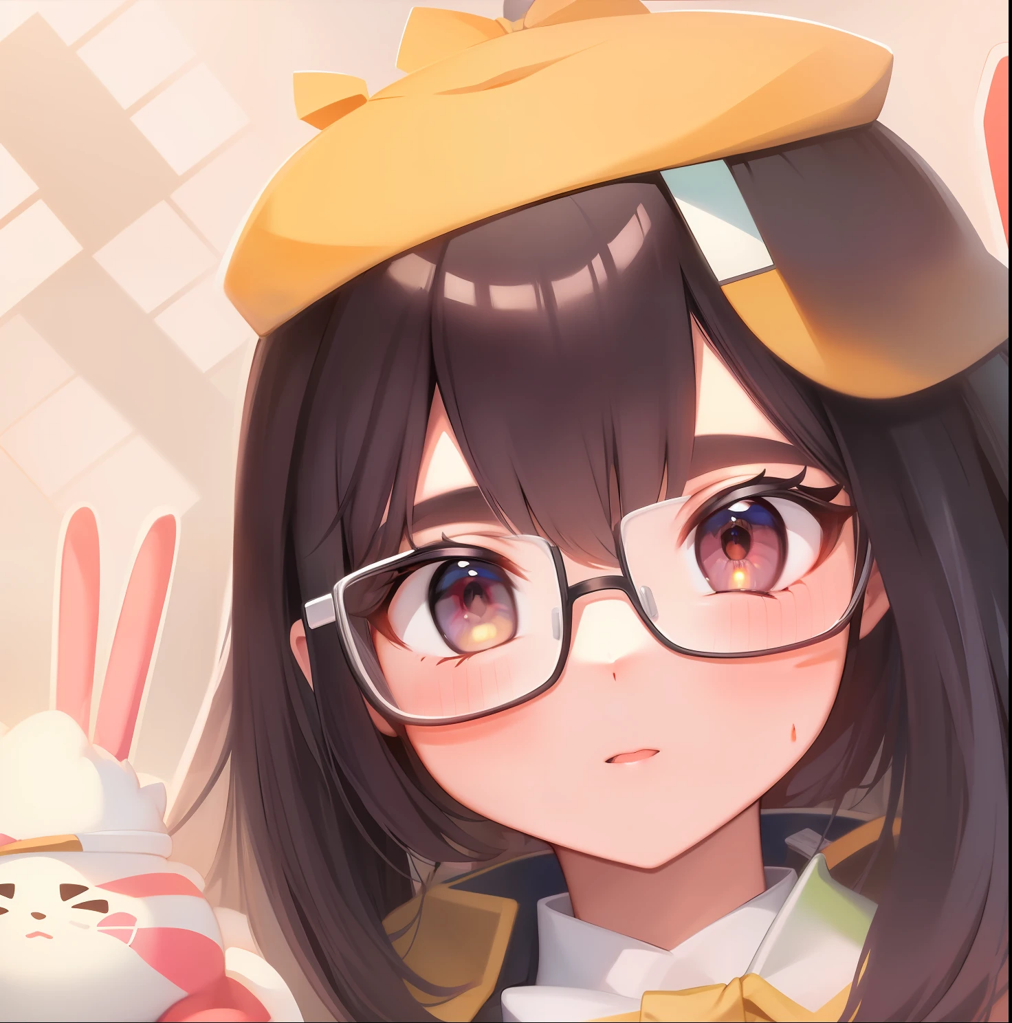 Long black hair,Qi bangs