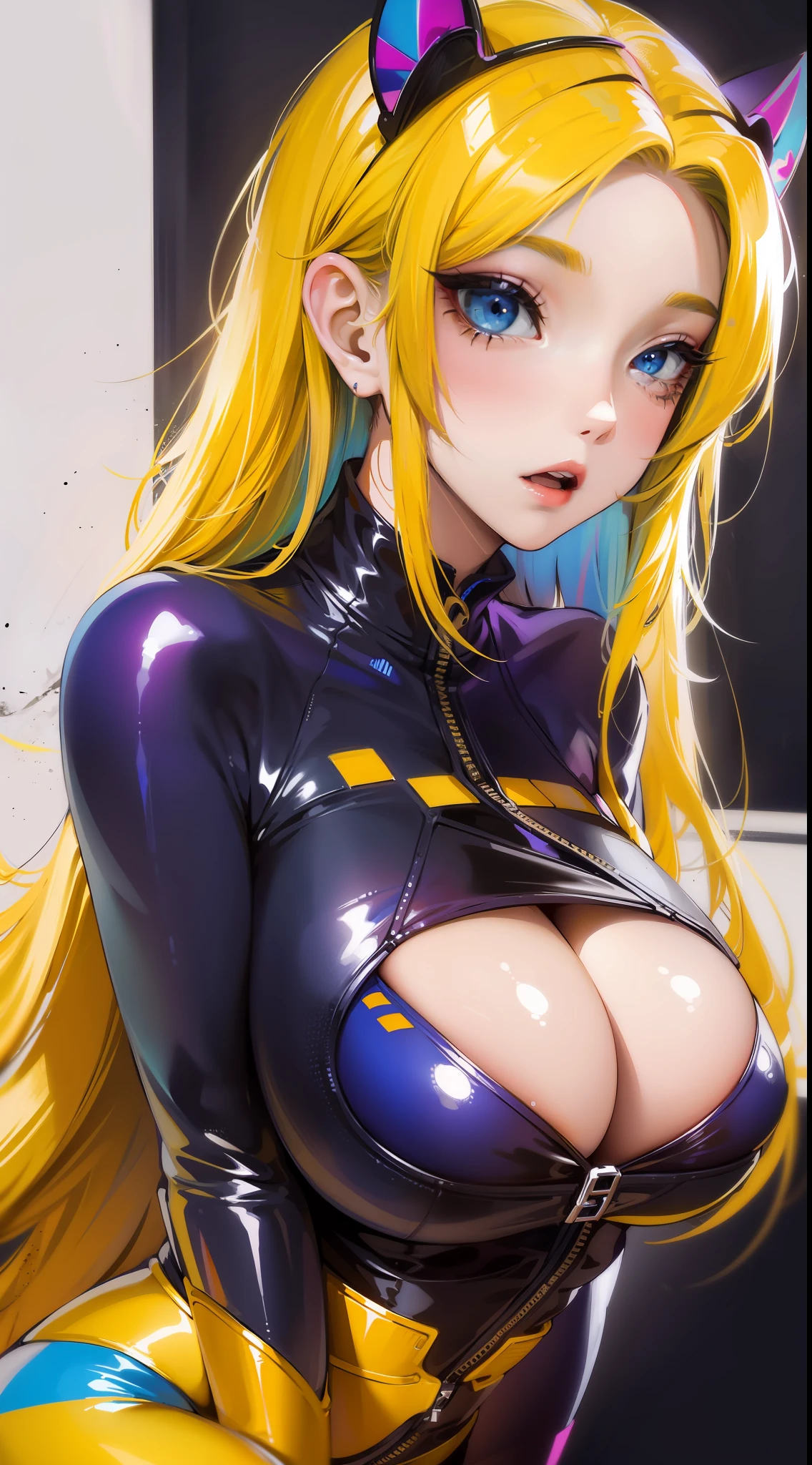 huge tit, Sexual turn, Long hair, blue eyes, one-girl, The color of the girl, largeeyes, yellow hair,16k