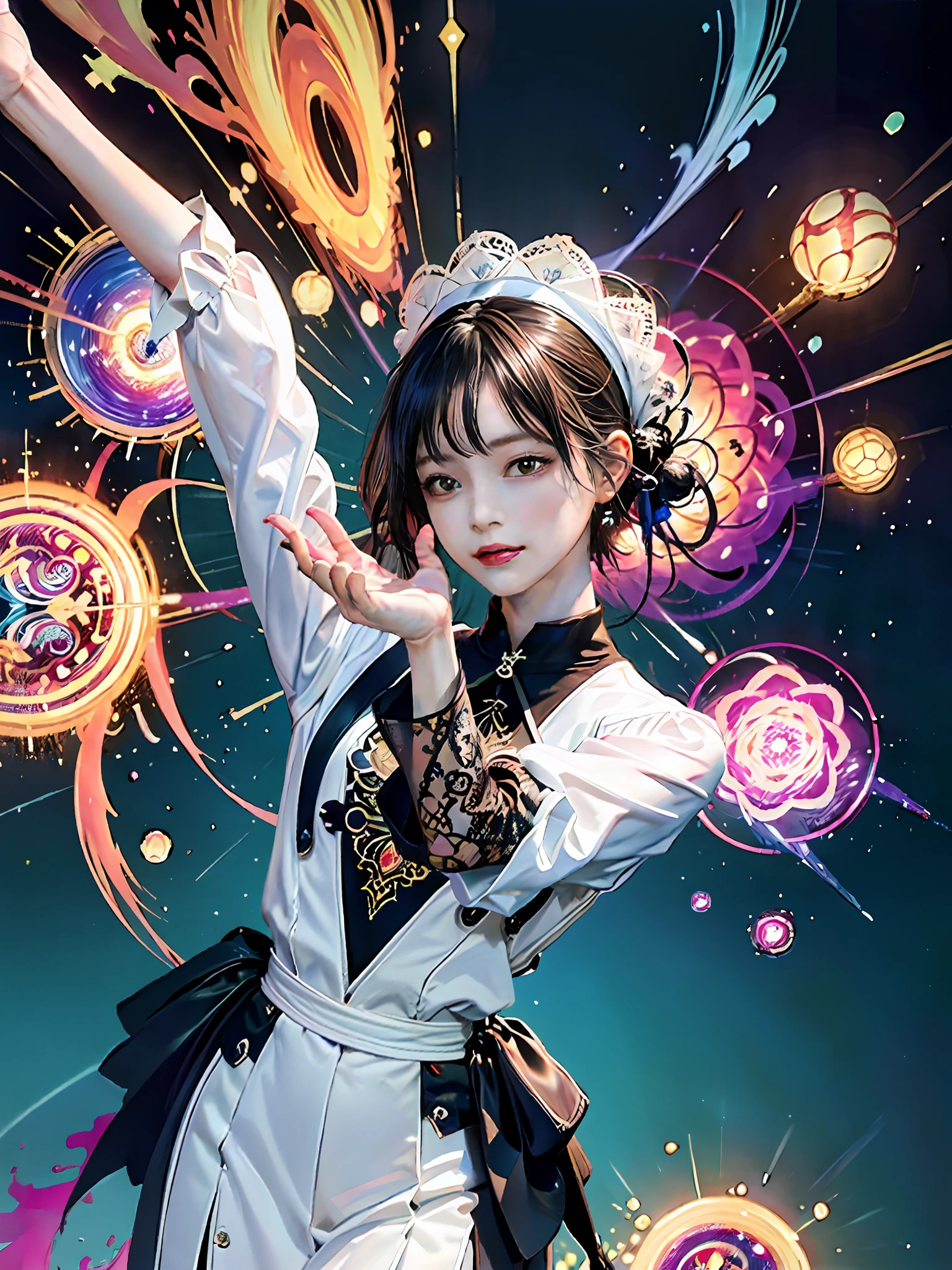 (realisticity: 1.2), best quality, 1girl, official art, unity 8k wallpaper, ultra detailed, beautiful and aesthetic, masterpiece, best quality, (zentangle, mandala, tangle, entangle), (fractal art:1.3) , 1girl, extremely detailed, dynamic angle, cowboyshot, the most beautiful form of chaos, elegant, a brutalist designed, vivid colours, romanticism, by james jean, roby dwi antono, ross tran, francis bacon, michal mraz, adrian ghenie, petra cortright, gerhard richter, takato yamamoto, ashley wood, atmospheric, ecstasy of musical notes, streaming musical notes visible