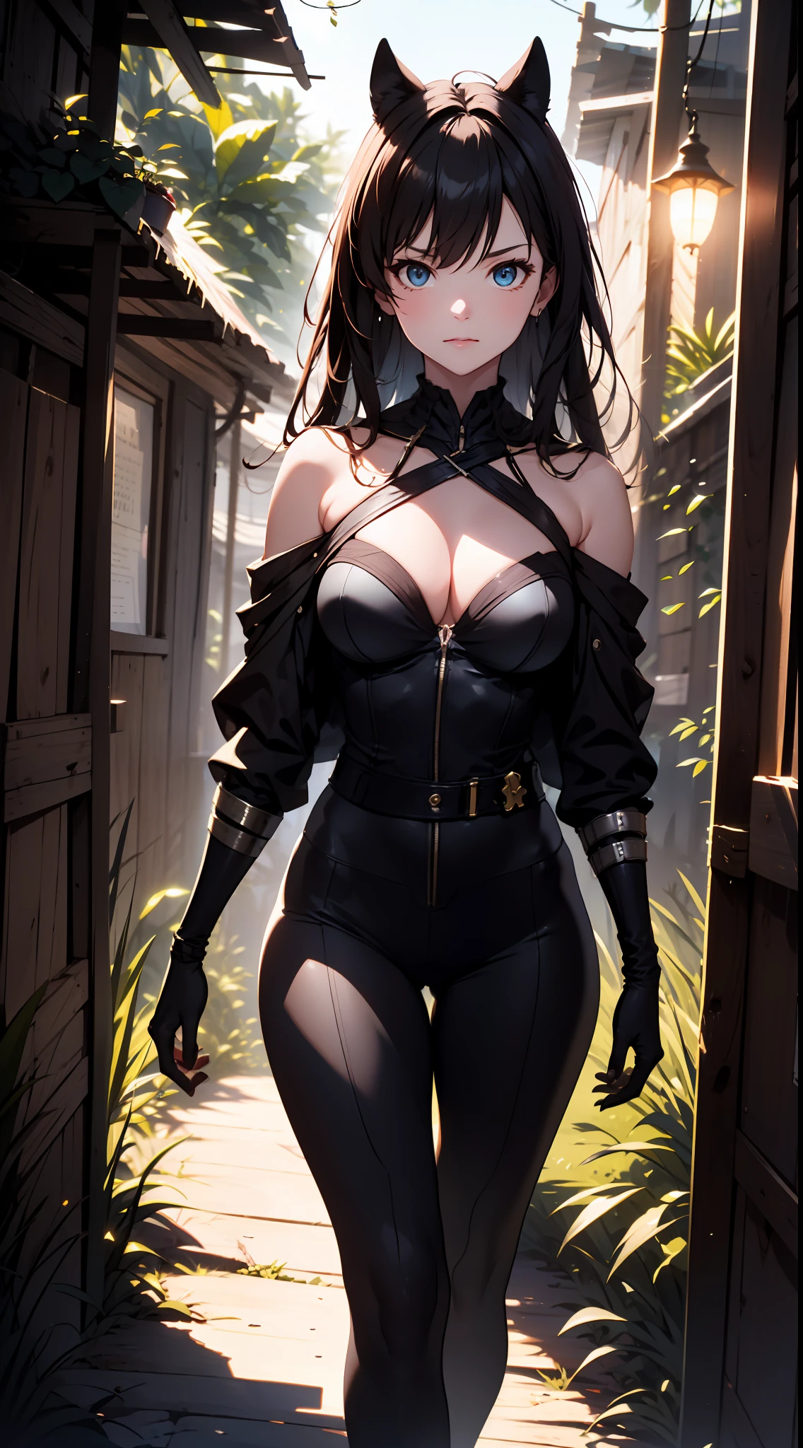 tmasterpiece, Johnny Depp walks through the jungle at night in a firefly, (high detal:1 1), Rough face, cleavage,black long pants,black panther,Off-the-shoulder attire,Large breasts,Natural skin, high qulity, NSFW, beautidful eyes, (Detailed face and eyes), (the face: 1 2), noises,Extra, real photograph, ..PSD, Lamp film photography, sharp fokus, contrasty lighting, Delicate skin, High resolution 8K, insanely details, realisticlying, professional photoshooting, 8K UHD, SLR camera, softlighting, high high quality, filmgrain, Fujifilm XT3