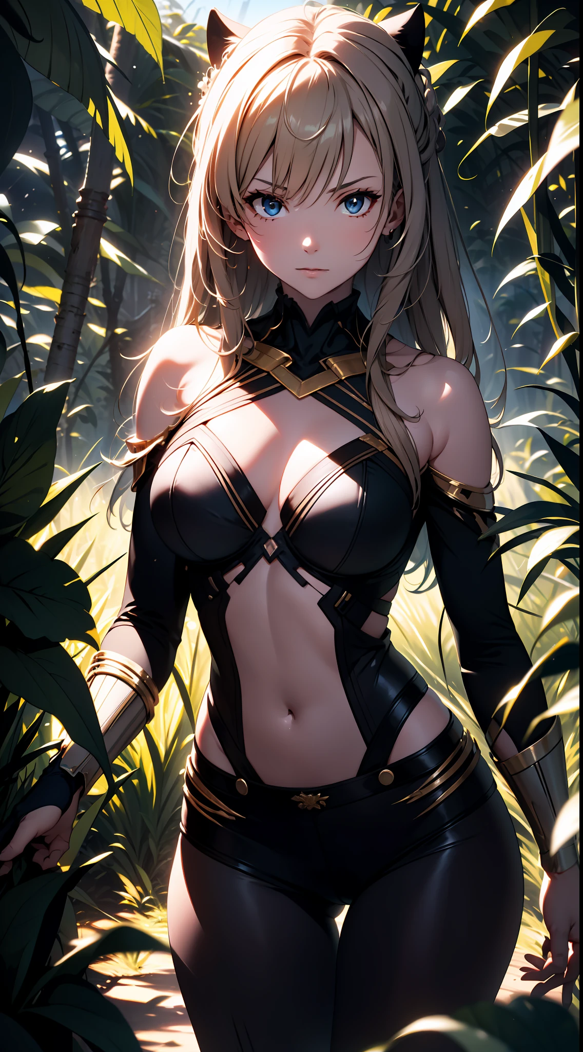 tmasterpiece, Johnny Depp walks through the jungle at night in a firefly, (high detal:1 1), Rough face, cleavage,black long pants,black panther,Off-the-shoulder attire,Large breasts,Natural skin, high qulity, NSFW, beautidful eyes, (Detailed face and eyes), (the face: 1 2), noises,Extra, real photograph, ..PSD, Lamp film photography, sharp fokus, contrasty lighting, Delicate skin, High resolution 8K, insanely details, realisticlying, professional photoshooting, 8K UHD, SLR camera, softlighting, high high quality, filmgrain, Fujifilm XT3