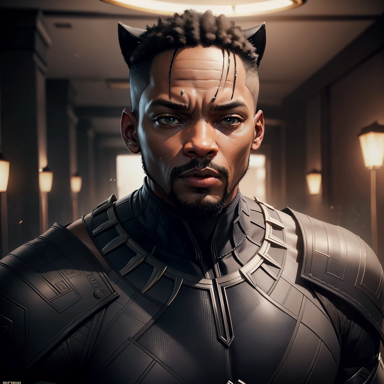 Black Panther - black man, fine art, ps5 cinematic screenshot, with Will Smith's face, doing the wankada - man, black, detailed cinematic rendering, ultra photorealistic raytricing, with cinematic lighting