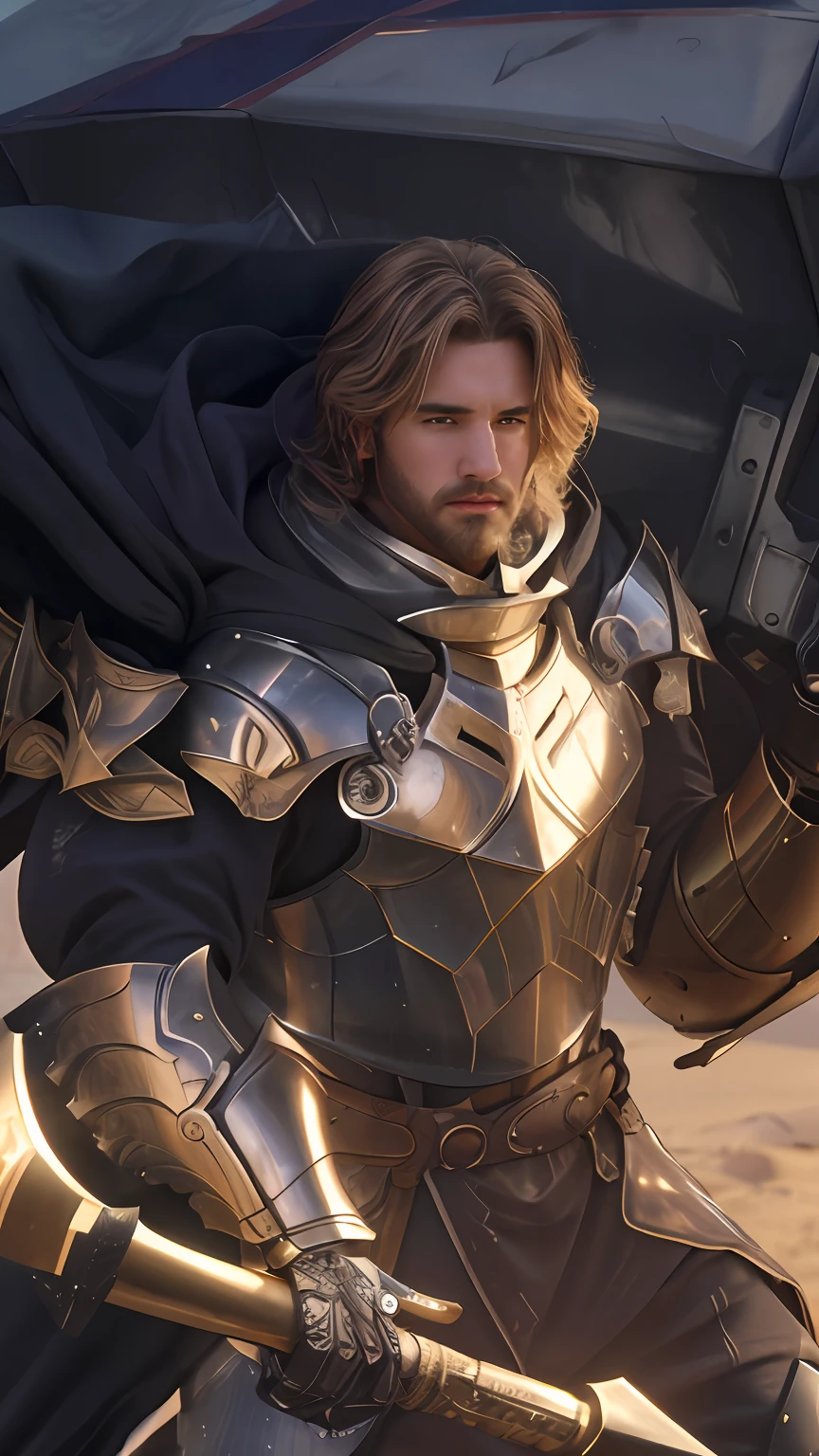 a professional photographic picture full body of a huge man in the desert standing with axes in hands, (((outrageous armor))), ((gorgeous detailed face)), (wear armor), (face facing the camera), (((detailed skin with pores))), huge rippling muscles, bodybuilder, desert, photorealistic, photographic filter unreal engine 5 realistic hyperdetailed 8 k ultradetail cinematic volumetric lighting, hd, hdr, cinematic 4 k wallpaper, 8 k, ultra detailed, high resolution, glowing rich colors powerful imagery