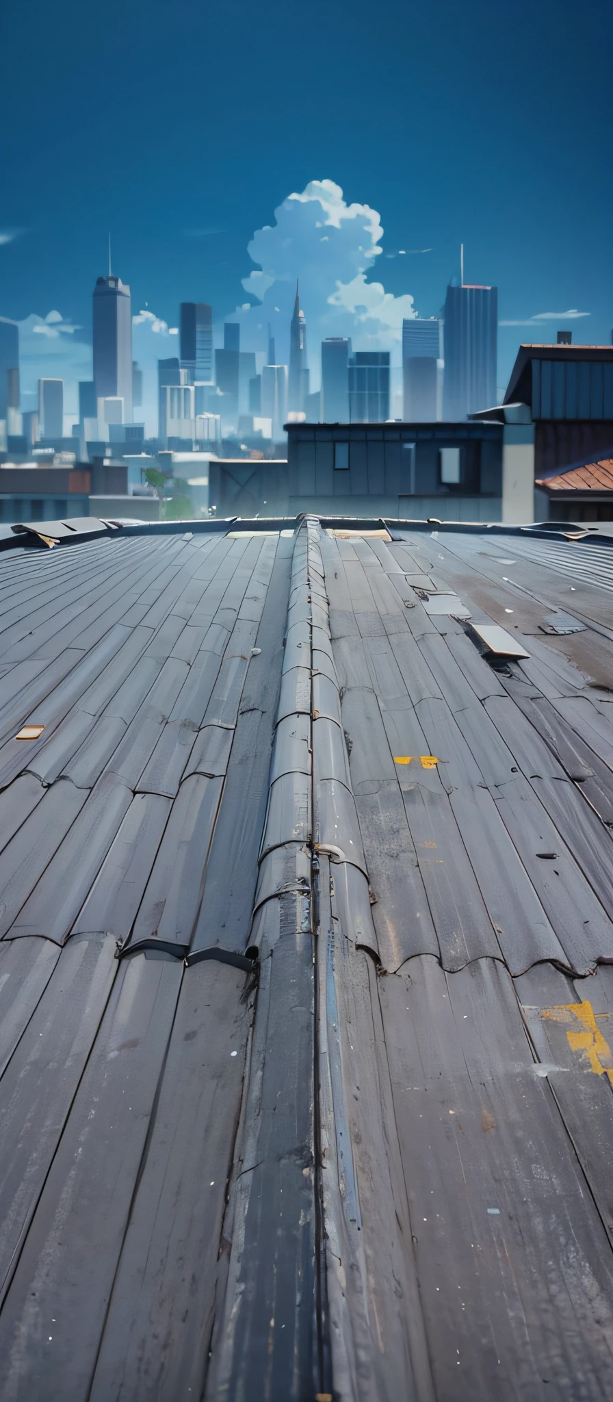 There is a picture of a vacant lot，In the background are the sky, Roof background,  skyline view from a rooftop, city street view background,  city rooftop, urban in the background, professional background
