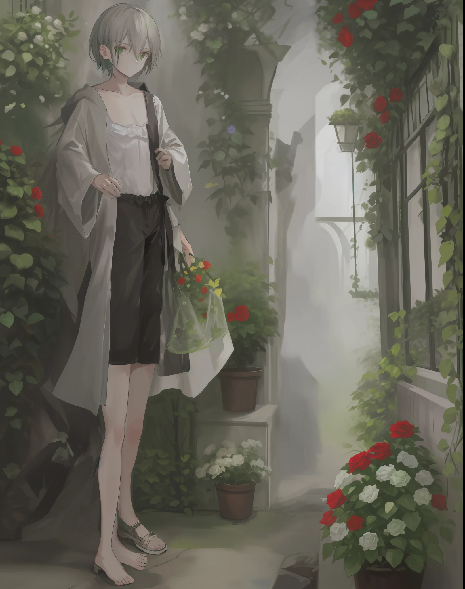 Green and full of life, plants, many roses, flowers