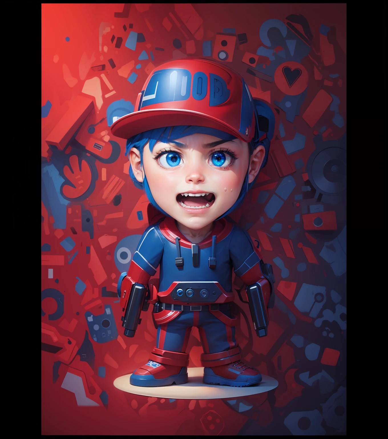 4k, realistic, animated,new generation, red and Blue theme,
