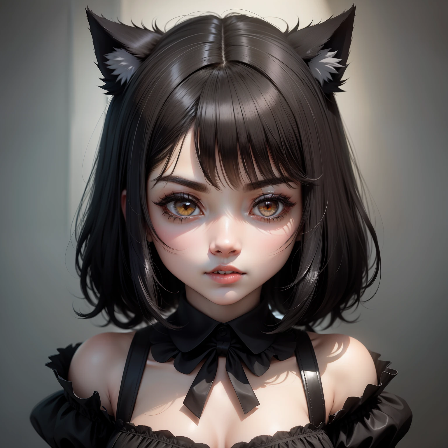 Mini Chara Girl Black Hair Wolf