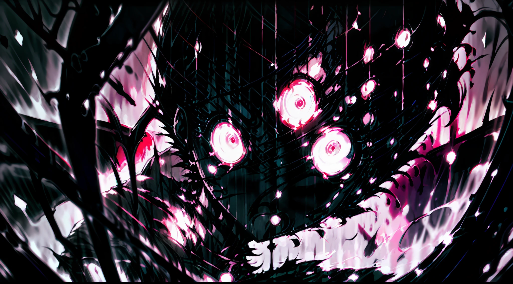 kaneki, monochrome, radioactive light, anime2018::1, red::1, neoncolor::1,, detail 1.5, detail face, ultra quality, ultra graphics, bloom 1.0, ghoul, depression, ultra realistic, anime irl,anime boy, dark style, HDR, RTX, body crumbles , detailed face,soft lighting, by makoto shinkai,digital painting,looking into camera", 8K, extra limbs,big dreamy eyes,blurry, smooth soft skin, cloned face, symmetrical,neon liquid flows from the eyes,anime Art,photo, face cracking , Key: red, eye blood, realistic, realistic light, realistic anime, realistic shadows, liquid dripping from wood,depressive, clouds, sakura, spider lily , detailed eyes, eye focus, eye lashes, fluffy bottom eyelashes:1.5, pale face, very red eyes, gloomy atmosphere, scary picture, forest, fog, neon red liquid flows from the trees, dark atmosphere, body crumbles, braids, rain, blood on the ground, fire, close-up eyes,best generation, ultra generation, generation 3000, 2048×2048, face detailing, clothing detailing, symmetrical balance, tokyo ghoul, ghoul, kaneki, anime 2020, water and sky, black hair,detailed hair, Tokyo ghoul, kaneki, ghoul, depressive art, depression, boredom, sadness, cry, pain, black smoke, black energy, tentacles, kagune, blood, blood on the face, sea of blood, chains, barbed wire, fire, wide angle camera, many small details, spider lily, sakura, licorice, scalopendra, black background, hole in the body, dead inside, dead art, lying on the grass, manga style, comic style, multiple frames, the body is destroyed, manga Page, eyes everywhere, many eyes in the background, drawing of Ishida sui, art of Ishida sui, in the style of Ishida sui, two people, in full growth, depressive posture, spider lily flowers grow from the eye and body, poses for art, junji ito art, twins art, anime boy, kaneki manga, kaneki art, reflection in water, reflection on a surface, an eye made of a flower, Kaneki is sitting on a chair, eye 1, eye 2, eye 3, eye 4, eye 5, rain, monochrome