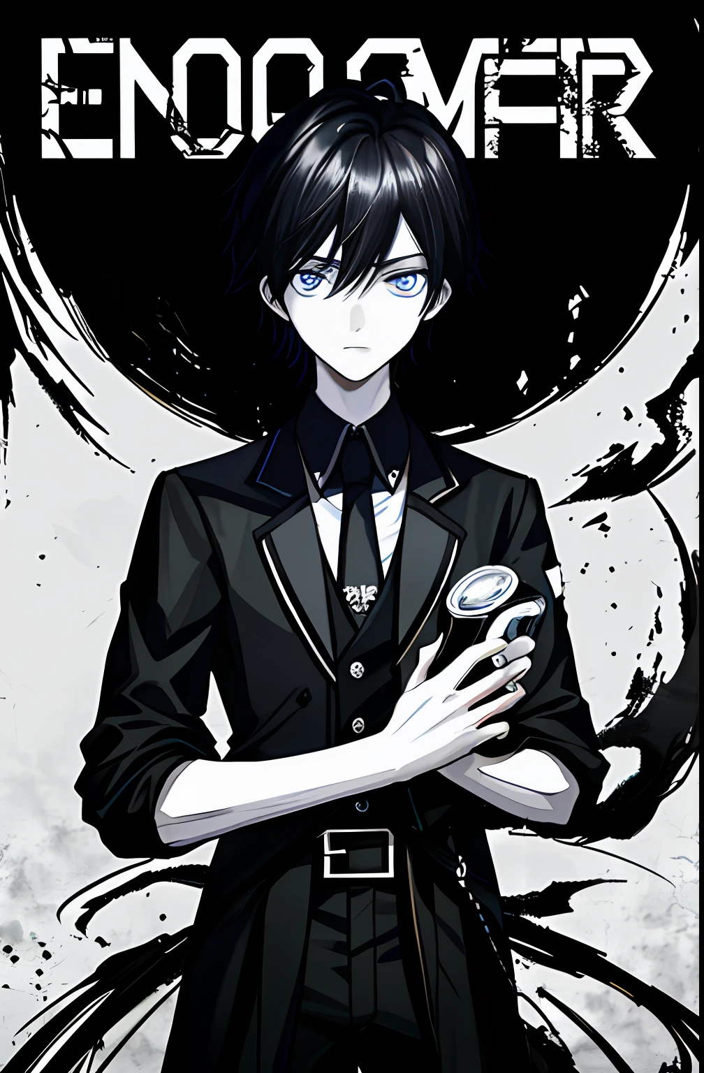 The movie poster features a young man as the central character。He stands confident in the center of the poster，Dress in fashion-forward clothing，with a determined expression on her face。The background is dark and gritty，There is a sense of danger and a strong feeling。The text is bold and eye-catching，With catchy slogans，Adds to the overall drama and excitement。The color palette is dominated by dark colors，The poster is dynamic and visually striking，dyna，Background with，element in，self-assured，Expressing the，halter，statement，A majestic，coil，Runt，Touching pubic area，Scenes，Cover of a，boldness，attention-grabbing，titles，Fashionab，typeface，Catchy，titles，more big，Smart、moderno、Trendy、focus-on、Fashionab、