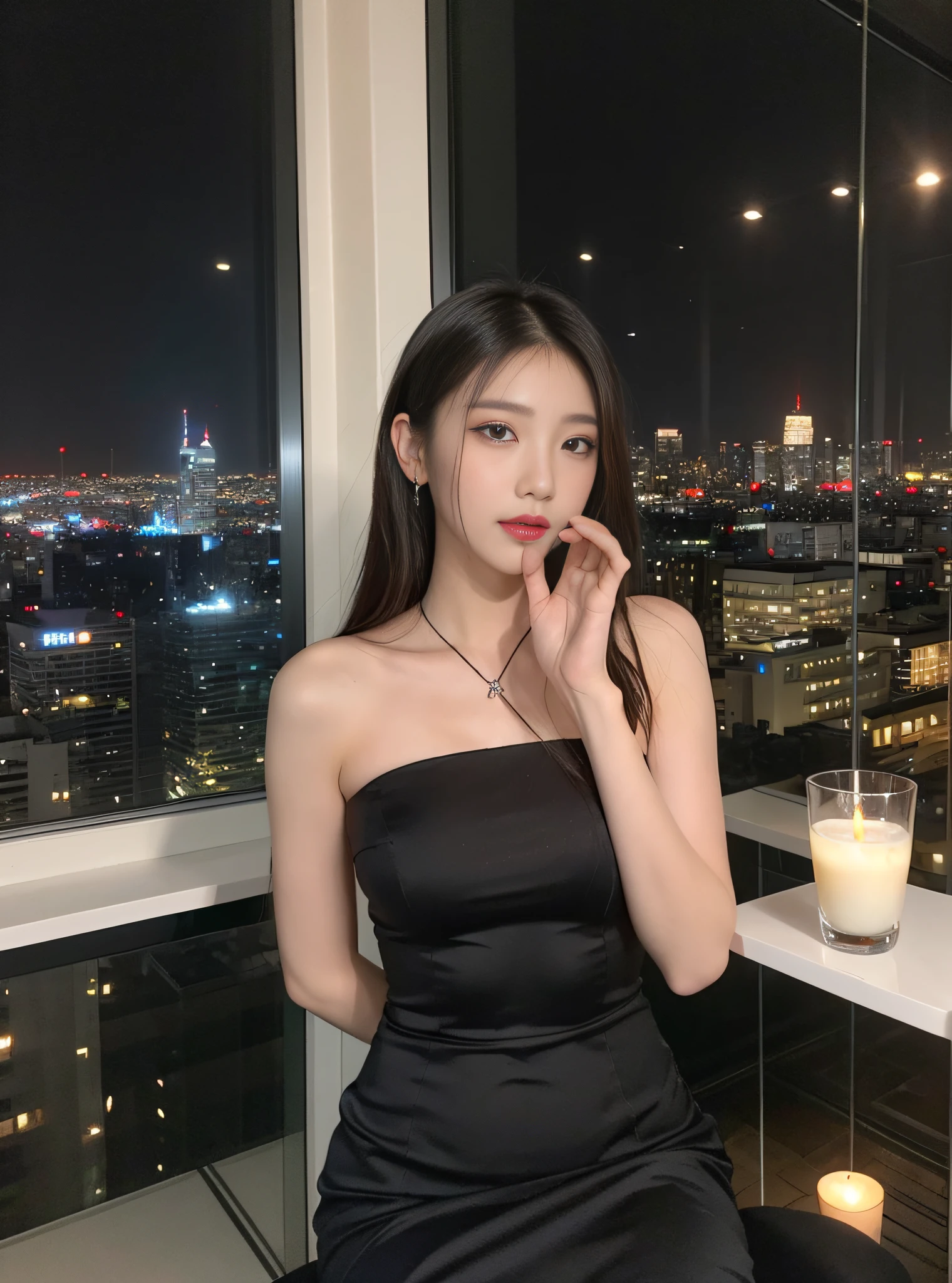 full body photo of a woman in black dress holding a wine glass with a city view, with a drink, full body xianxia, jisoo from blackpink, jisoo of blackpink, photo of slim girl, 5 fingers hand, hand with 5 fingers, no hand on face, cruel korean goth girl, captured on canon eos r 6, holding a drink, she is wearing a black dress, gorgeous young korean woman, female death holding a cocktail, ulzzang, a young asian woman, split screen, 2 screens, cloned face, same face, same hairstyle, same person, twins, ((Best Quality, 8K, Masterpiece: 1.3)), Focus: 1.2, Sexy Beauty with Perfect Body: 1.4, Buttocks: 1.3, ((Layered Haircut, Beautiful Breasts: 1.2)), (Wet Clothes: 1.3), (Wild Exposure: 1.3), (Transparent Sexy Underwear: 1.1), Highly Detailed Face and Skin Texture, Delicate Eyes, Double Eyelids, Oily Skin, Long Hair, (Shut Up: 1.3), (Pores: 1.2), (Protruding Crotch :1.2),(milf:1.2),(sexy:1.3),( star:1.2)