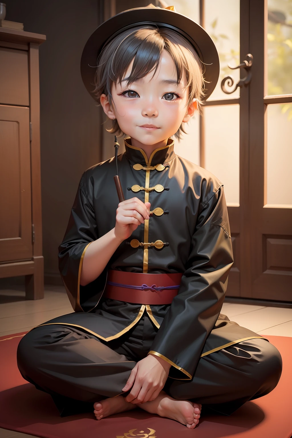 Lovely little Taoist priest aged 4-6,male people,radiantsmile,full bodyesbian,Taoist etiquette