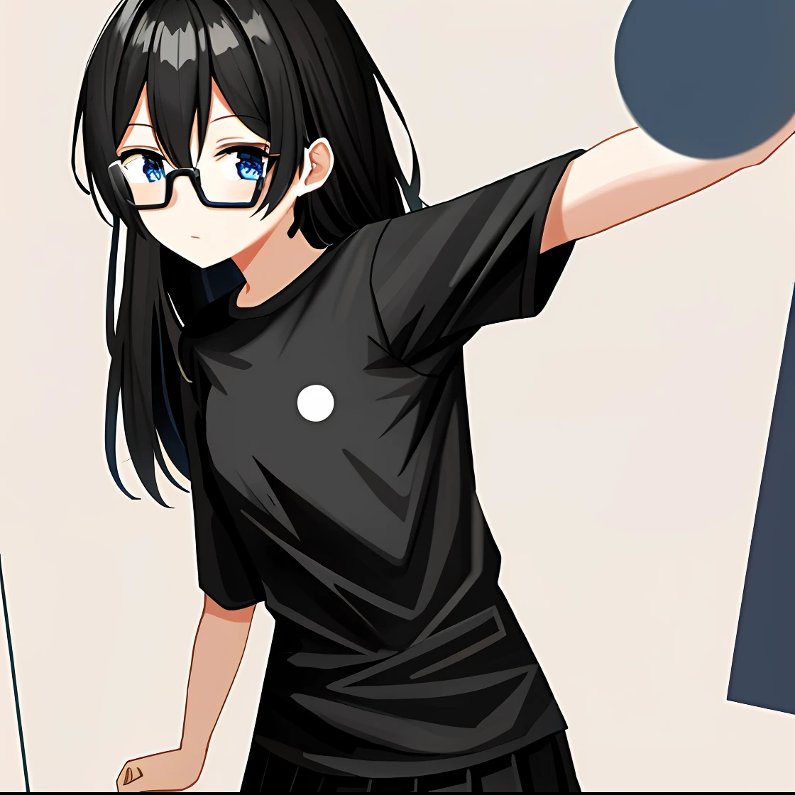 anime girl with glasses and a black shirt, anime moe art style, anime visual of a cute girl, cute anime face, in an anime style, Kawaii realistic portrait, In anime style, discord profile picture, flat anime style shading, clear cute face, clean and meticulous anime style, Cute anime girl, Cute anime style