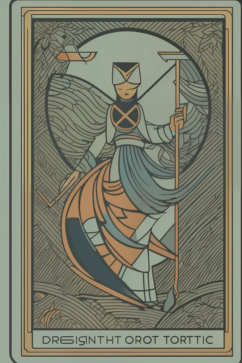 Design a modern and minimalist ((tarot)) card illustration with sleek lines and a clean aesthetic.