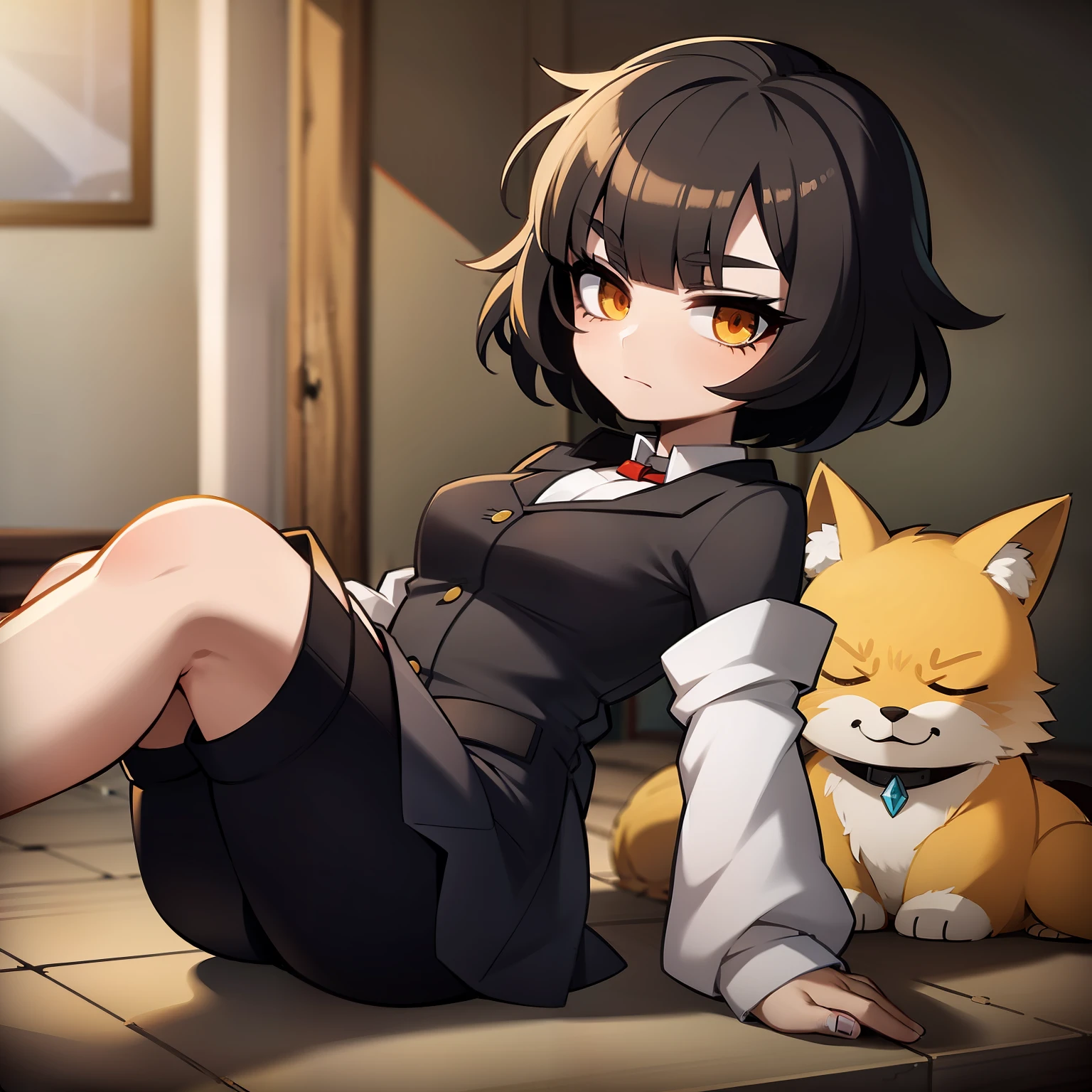 Mini Chara Girl Black Haired Wolf