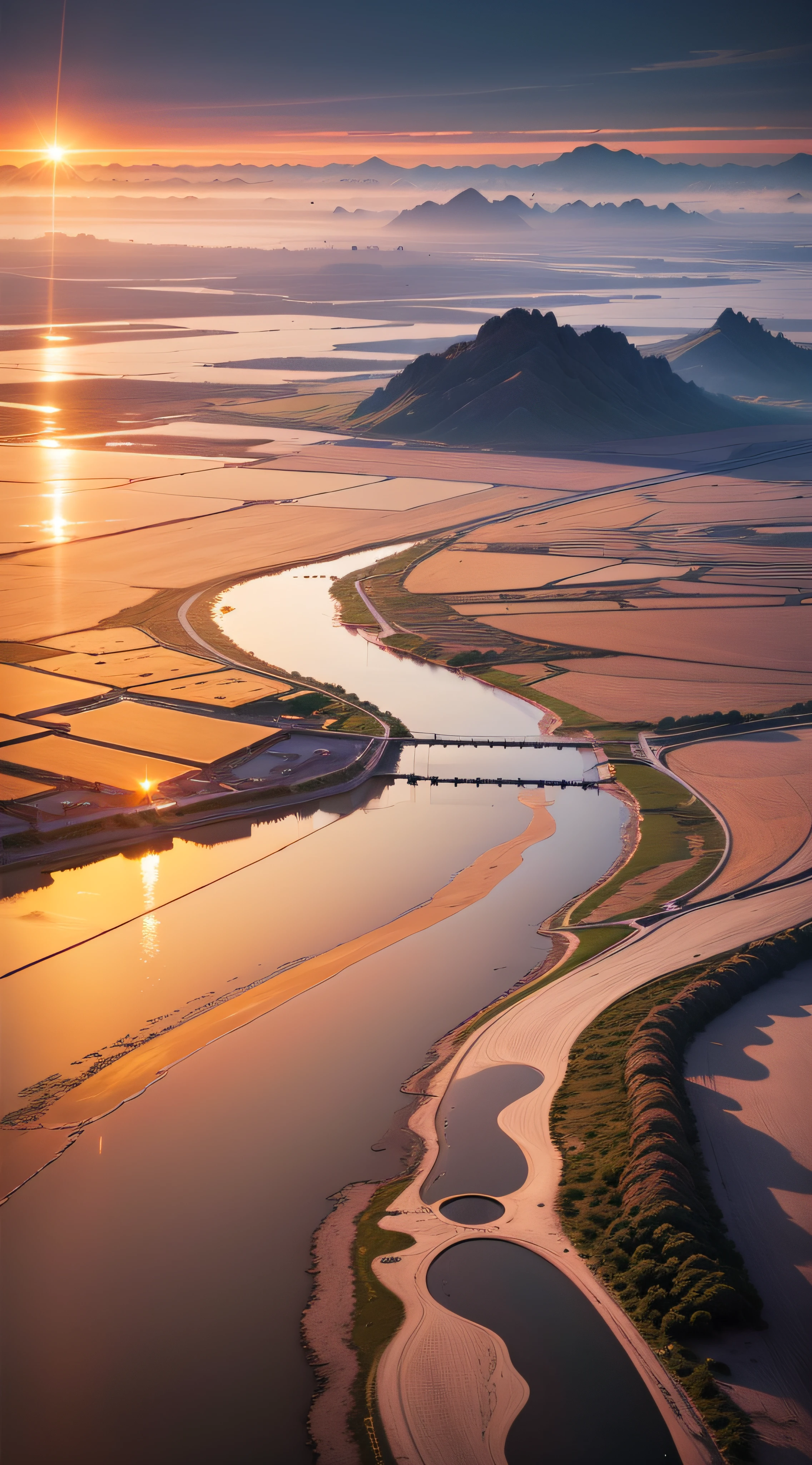 A breathtaking scene as the sunrise light covers smooth white salt fields in the Bac Lieu Delta, including Bac Lieu province and neighboring provinces.