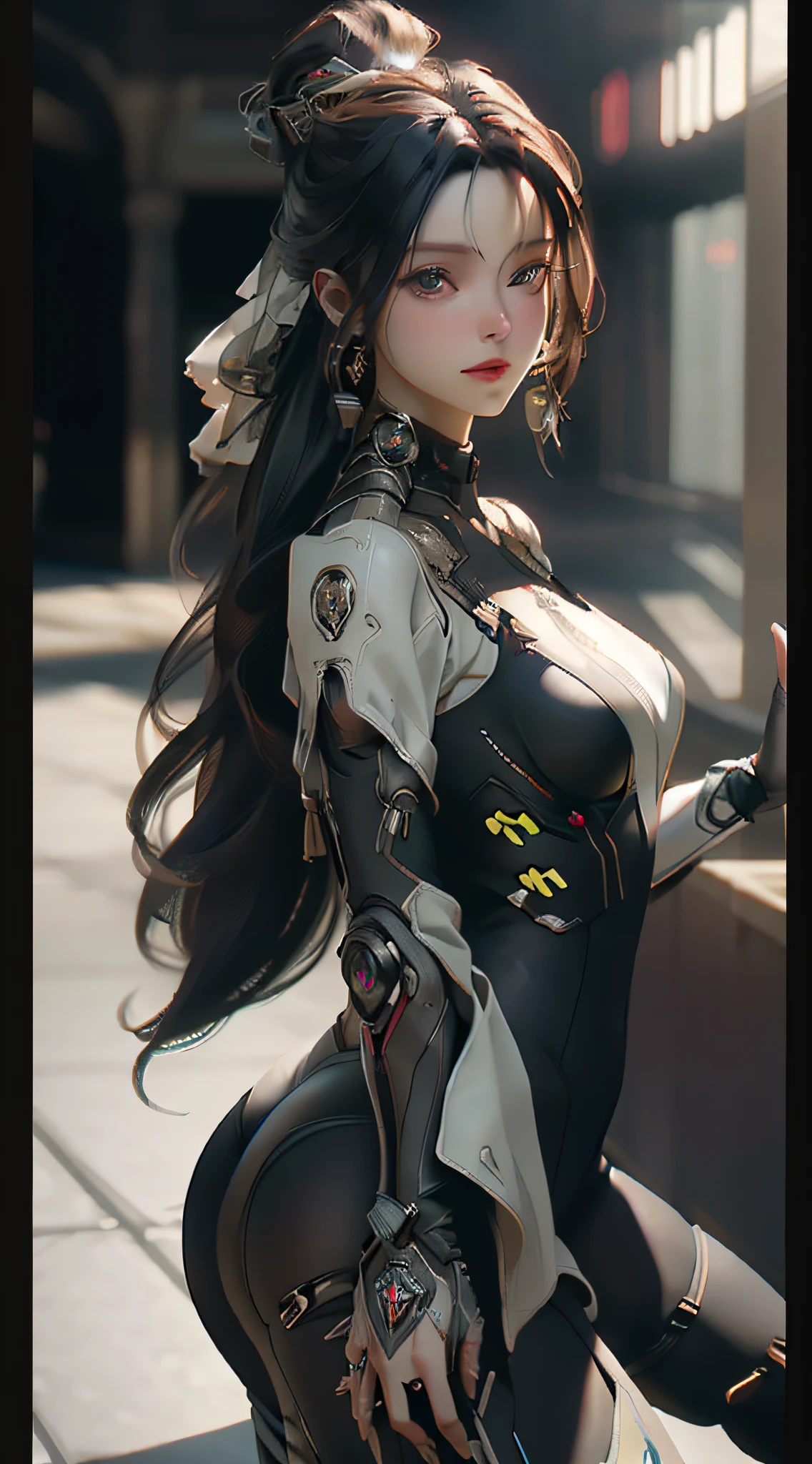 ((Best quality)), ((masterpiece)), (detailed:1.4), 3D, an image of a beautiful cyberpunk female,HDR (High Dynamic Range),Ray Tracing,NVIDIA RTX,Super-Resolution,Unreal 5,Subsurface scattering,PBR Texturing,Post-processing,Anisotropic Filtering,Depth-of-field,Maximum clarity and sharpness,Multi-layered textures,Albedo and Specular maps,Surface shading,Accurate simulation of light-material interaction,Perfect proportions,Octane Render,Two-tone lighting,Wide aperture,Low ISO,White balance,Rule of thirds,8K RAW,