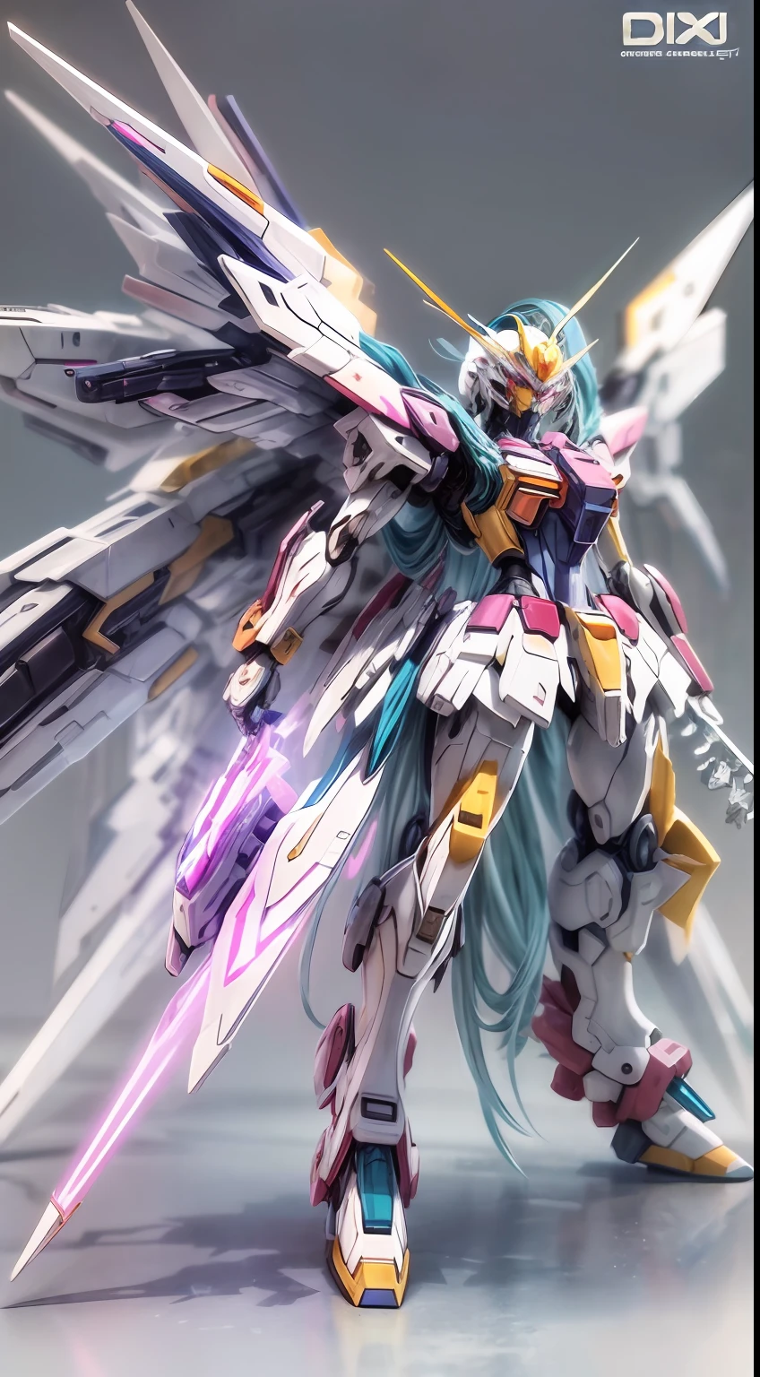 1 Transparent Gundam Seed Destiny, Color transparent plastic , Exquisite mechanical head detailing,Refined mechanical eye detailing,Refined mechanical facial details,Correct mechanical anatomy,HD intricate details,Machine wings,The details are clear, Exquisite and perfect,Cyberpunk light , (industrial design:1.2), (Luminous neon:1.2) , White background , surrealism , hyper HD , High details , Best quality ,4K