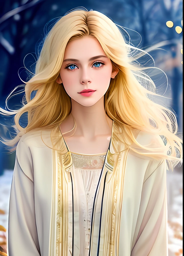 Beautuful Women、Bright design、PastelColors、the wind、Ink dripping、autumn lights、shinny skin、the pose、full body Esbian、stele、a blond