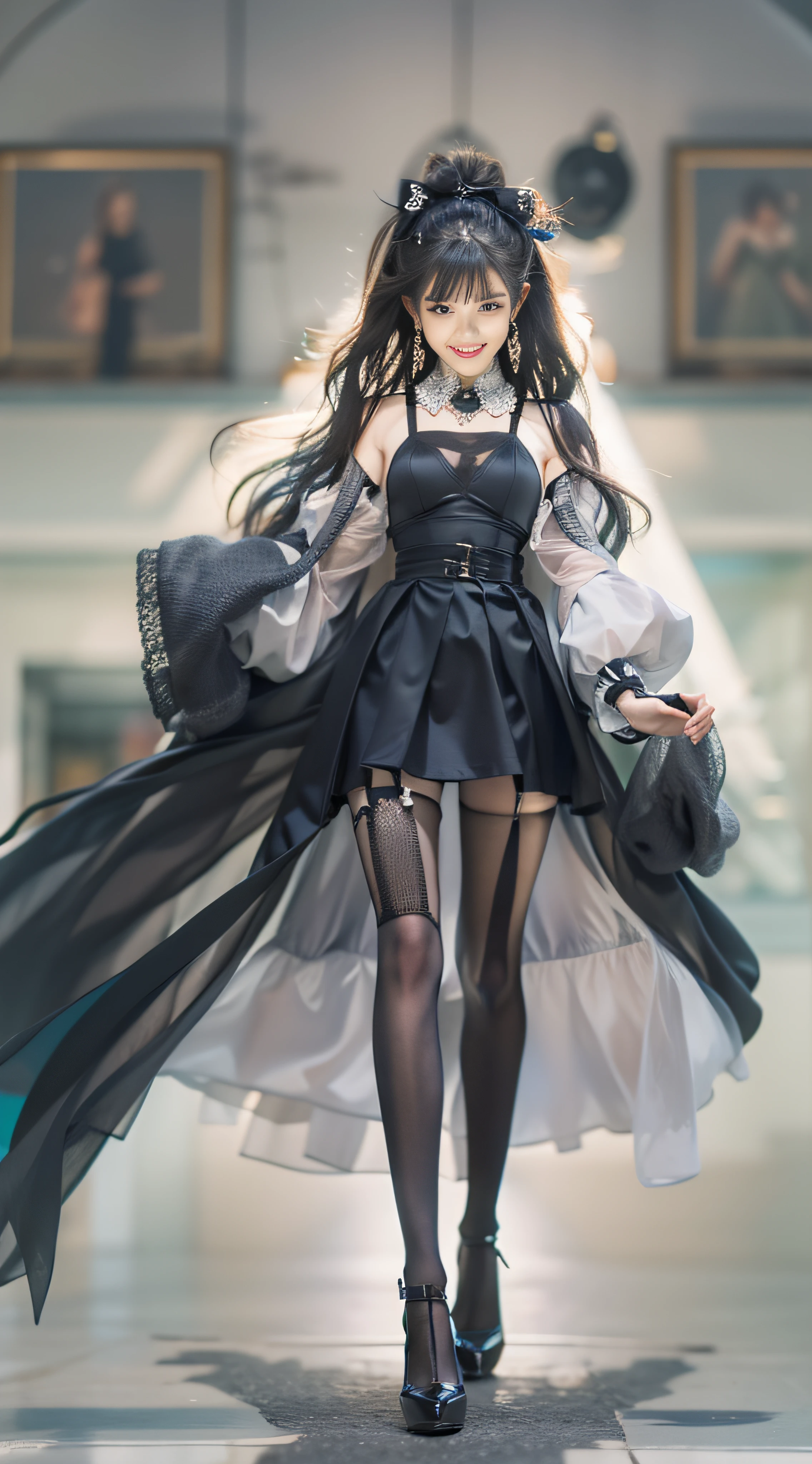 Student uniform,痴女,huge tit,fat hips,thick leg,Big breasts Thin waist,Black clothes are prohibited,Must be a full-body photograph, (There is only one character:1.2), Must have stockings and high heels, Must have extra-long gloves, Very many crystal gemstone jewelry, High-value jewelry, It is forbidden to appear men, Detailed and complex background, glittery, Light smile, reflective light, hyper HD, Award-Awarded, A high resolution, High detail, Chiaroscuro, Cinematic lighting, Negative space, Masterpiece, Anatomically correct, Textured skin, Super detail, High quality, High details, Best quality, 16k
