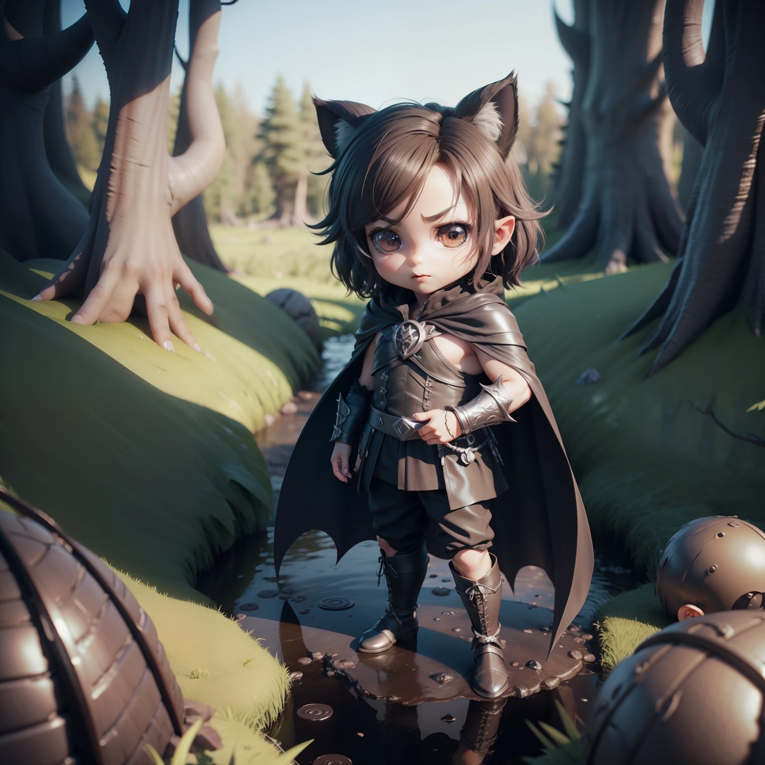 (((chibi 3d))), Villain, villainess, lotr, dark  forest, Dirty swamp.boy1,No need for animal ears