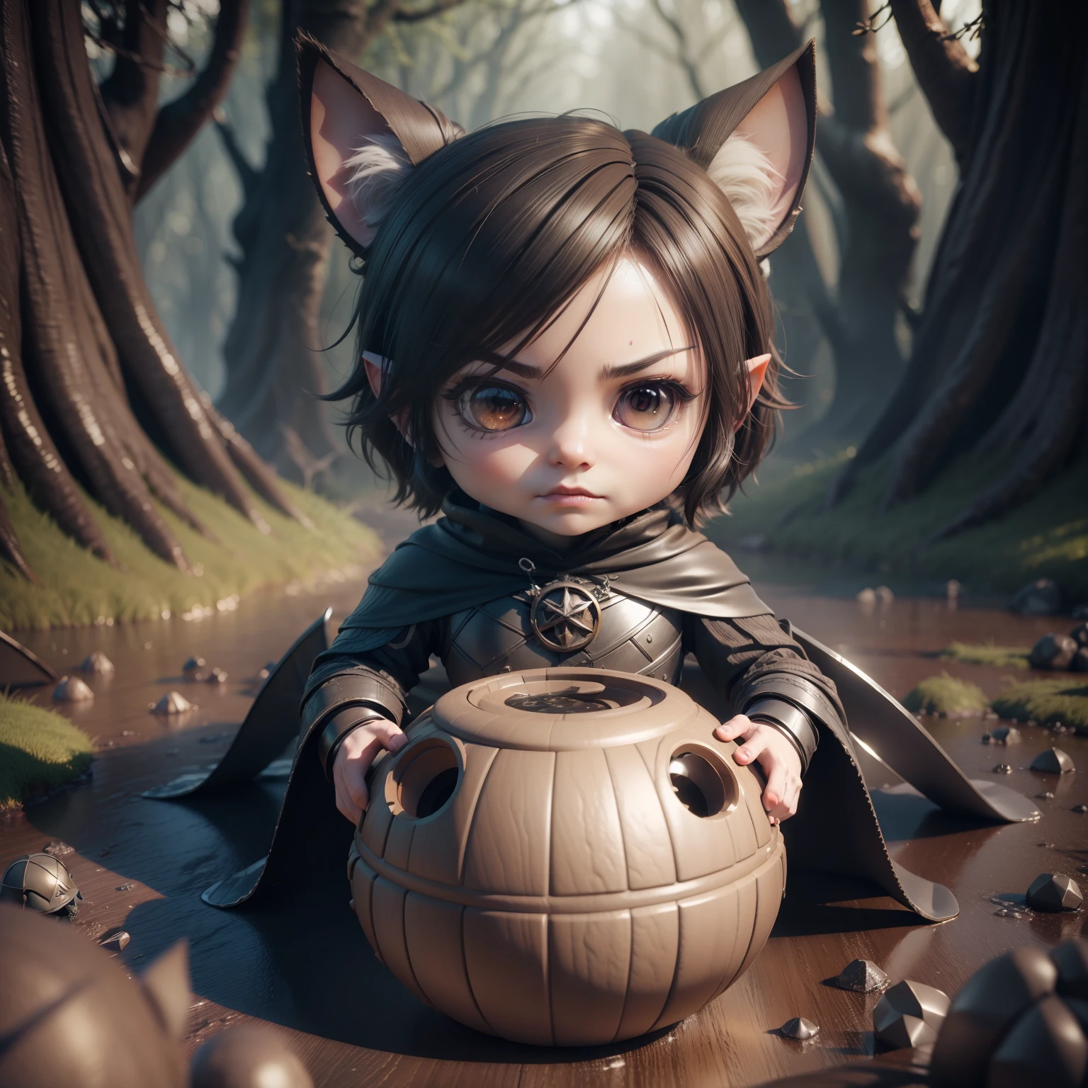 (((chibi 3d))), Villain, villainess, lotr, dark forest, Dirty swamp.boy1,No need for animal ears