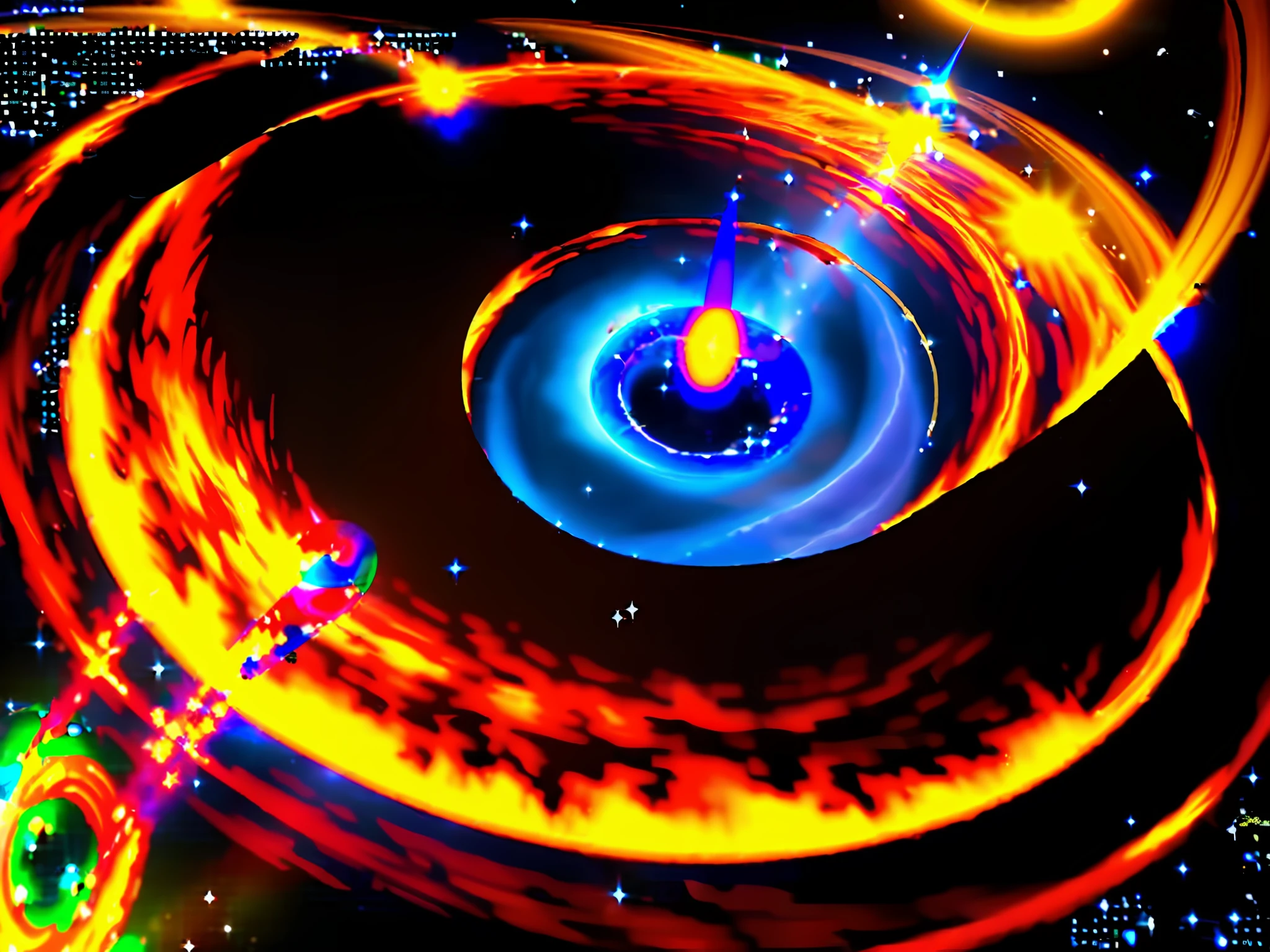 A black hole near the planet earth where the black hole is emitting a sound 16:9