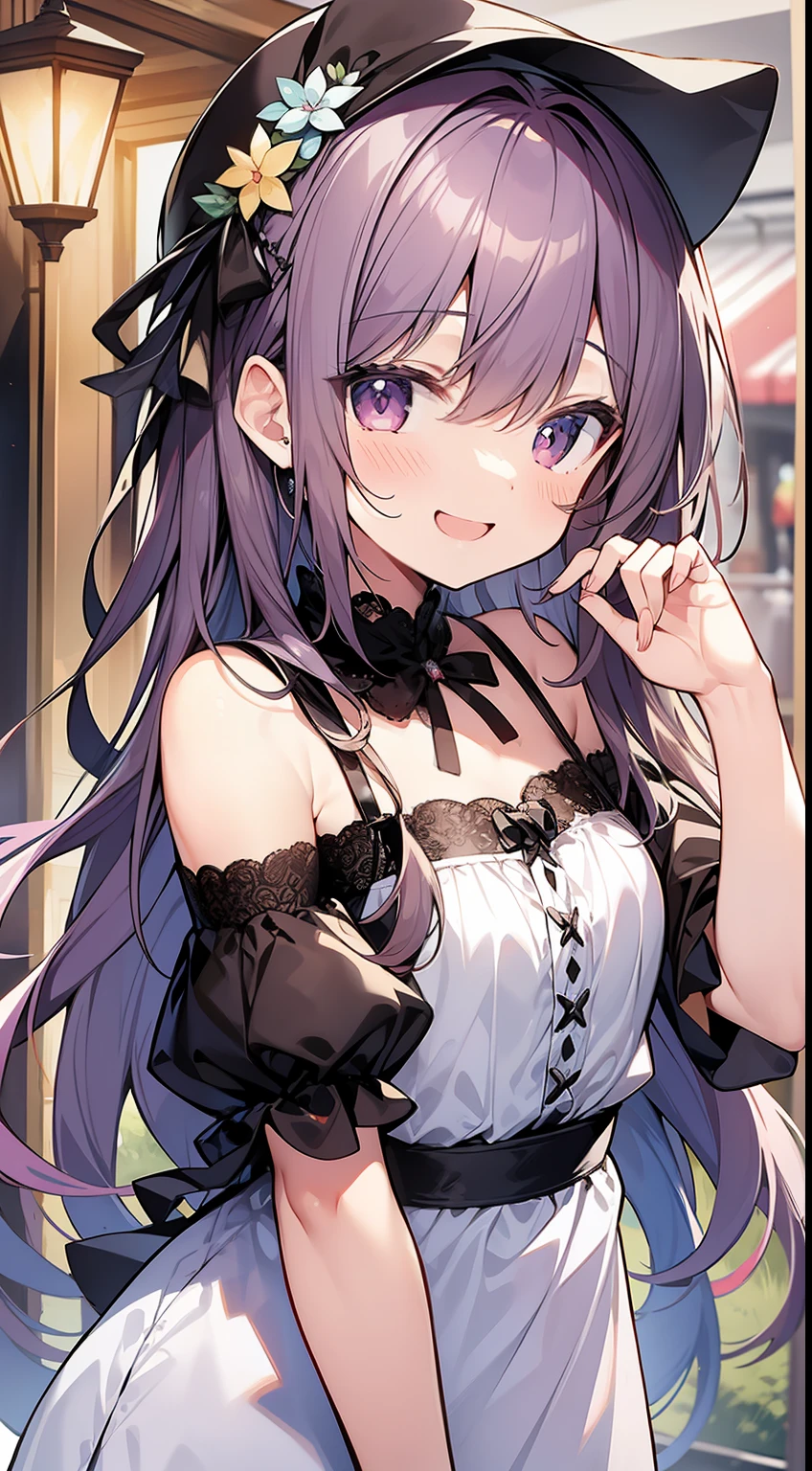 loose dress、cute little、masterpiece、top-quality、Top image quality、spot light、live、Centralized lines、a smile、laugh