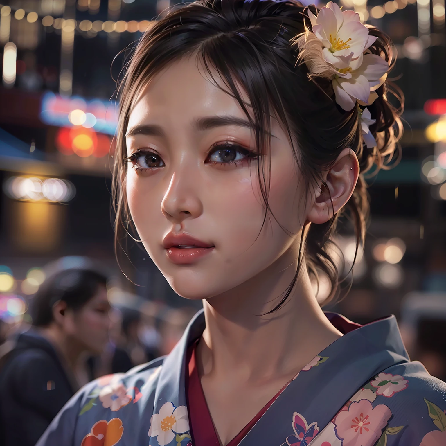 Komono,Girl in Yukata,Blowing in the wind,Summer Festivals,natta,food stand,Spirit Stream,Big  Fireworks,Ponytail Break 8K, (Raw photo: 1.2), (Realism: 1.4), (masutepiece: 1.3), (exquisite detailing: 1.2), Delicate and beautiful details, (Eye Detail), (Facial Detailed), (Highest Quality) :1.4), (Hyper-Resolution: 1.2), cinematric light, (very detailed illustration), (Eyelashes, Best Quality, Super Resolution, depth of fields, Wide light, natural shadows