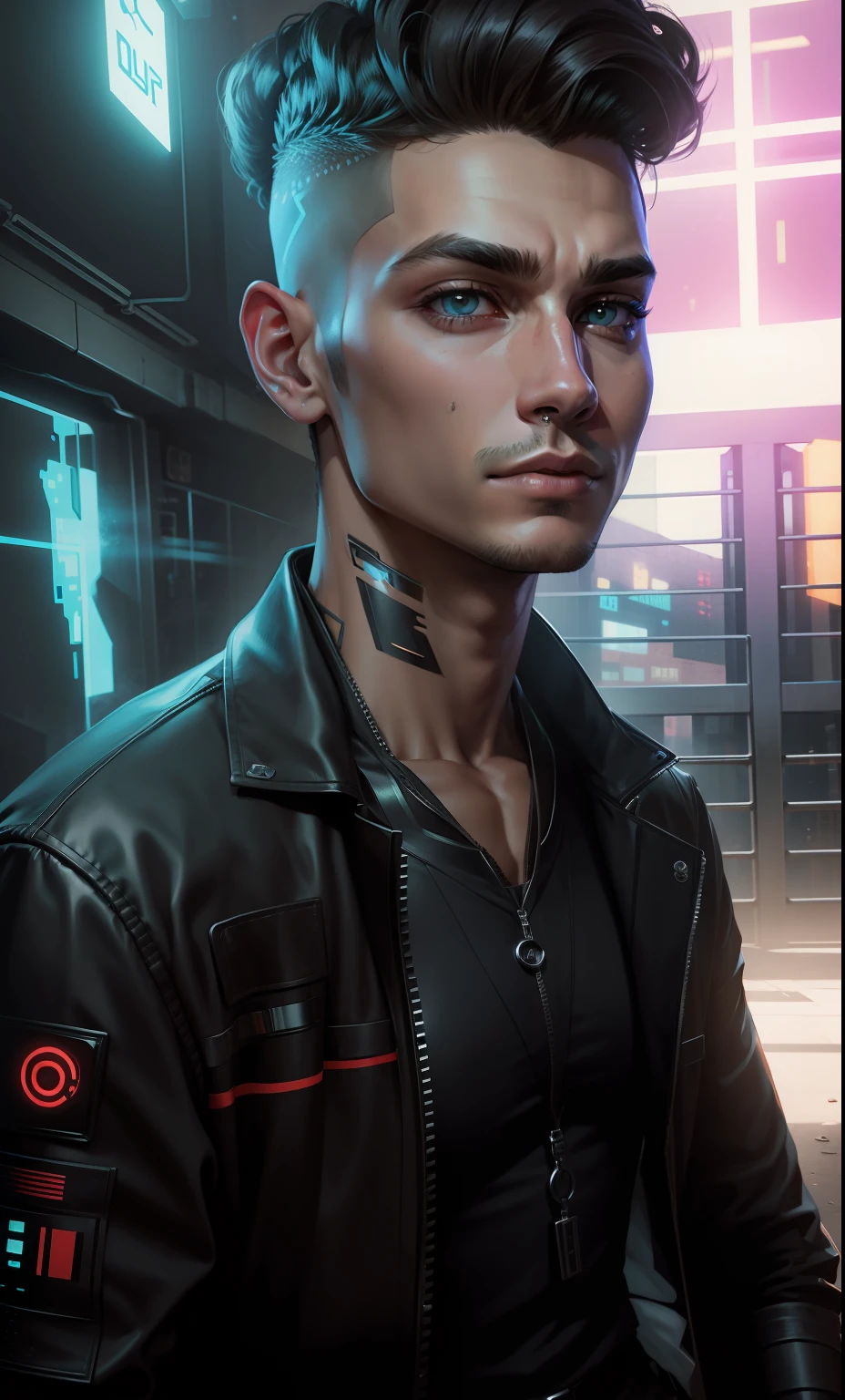 Change background cyberpunk handsome
boy, realistic face, 8k, ultra realistic,