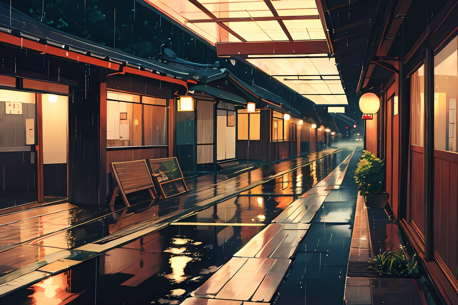 rainy evening,城市