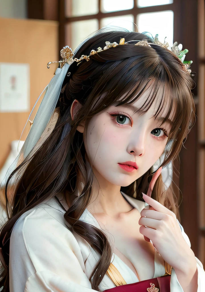 best qualtiy、masterpiece、illustratio、Beautuful Women、extremely delicate and beautiful、A highly detailed、CG、unification、8K wallpapers、astonishing、Exquisite details、masterpiece、best qualtiy、Official Art、Highly detailed CG unity 8k wallpapers、Ridiculous、Incredibly ridiculous、huge filesize, ultra-detailliert, hight resolution, ighly detailed,a beautiful detailed girl, extremely detailed eye and face, beatiful detailed eyes,Light on the face,(Hanfu:1.1),1girl, full bodyesbian,FULL BODYSHOT, ru_qun