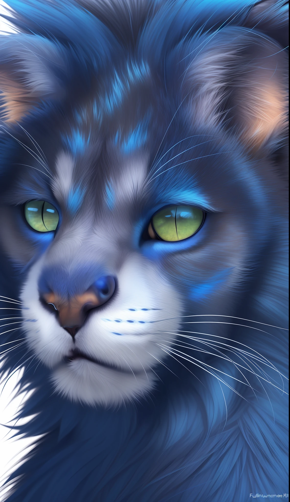 bismuth 1panther, whiskers, 1mammal,1 male, solo, fur, blue fur, feral, felid, realistic, blue luminescene body, hi res, luminescene fur, detailed fur, looking at viewer, black nose, camoflague