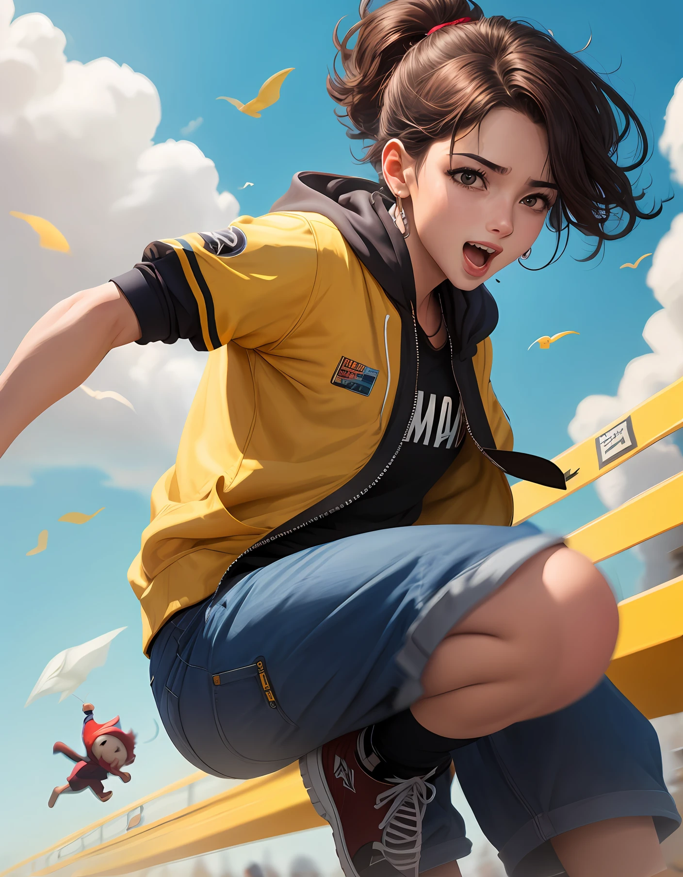 Personagem dando chute pro alto