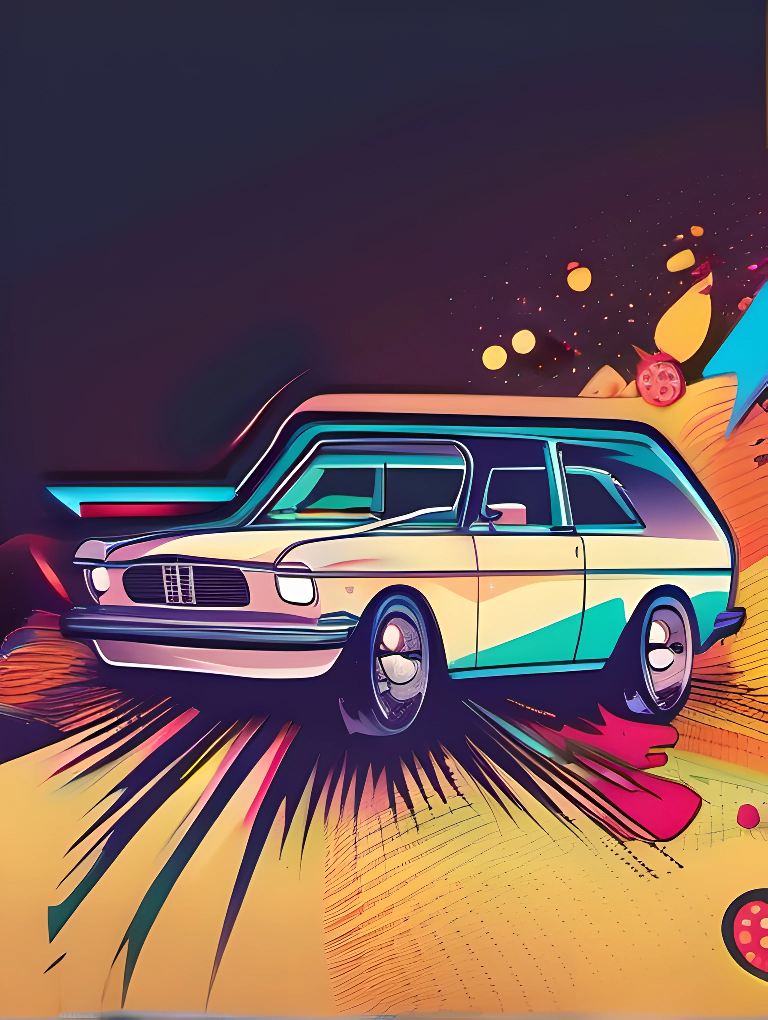 Illustration of car, sticker, abstract background, clear background, abstract splash background, t-shirt design, vector art