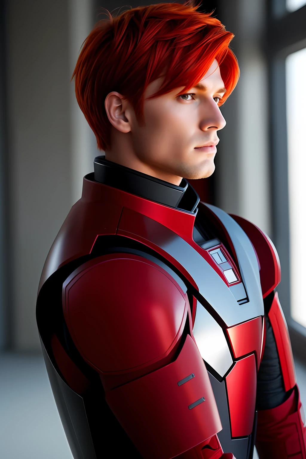 An android man with red hair