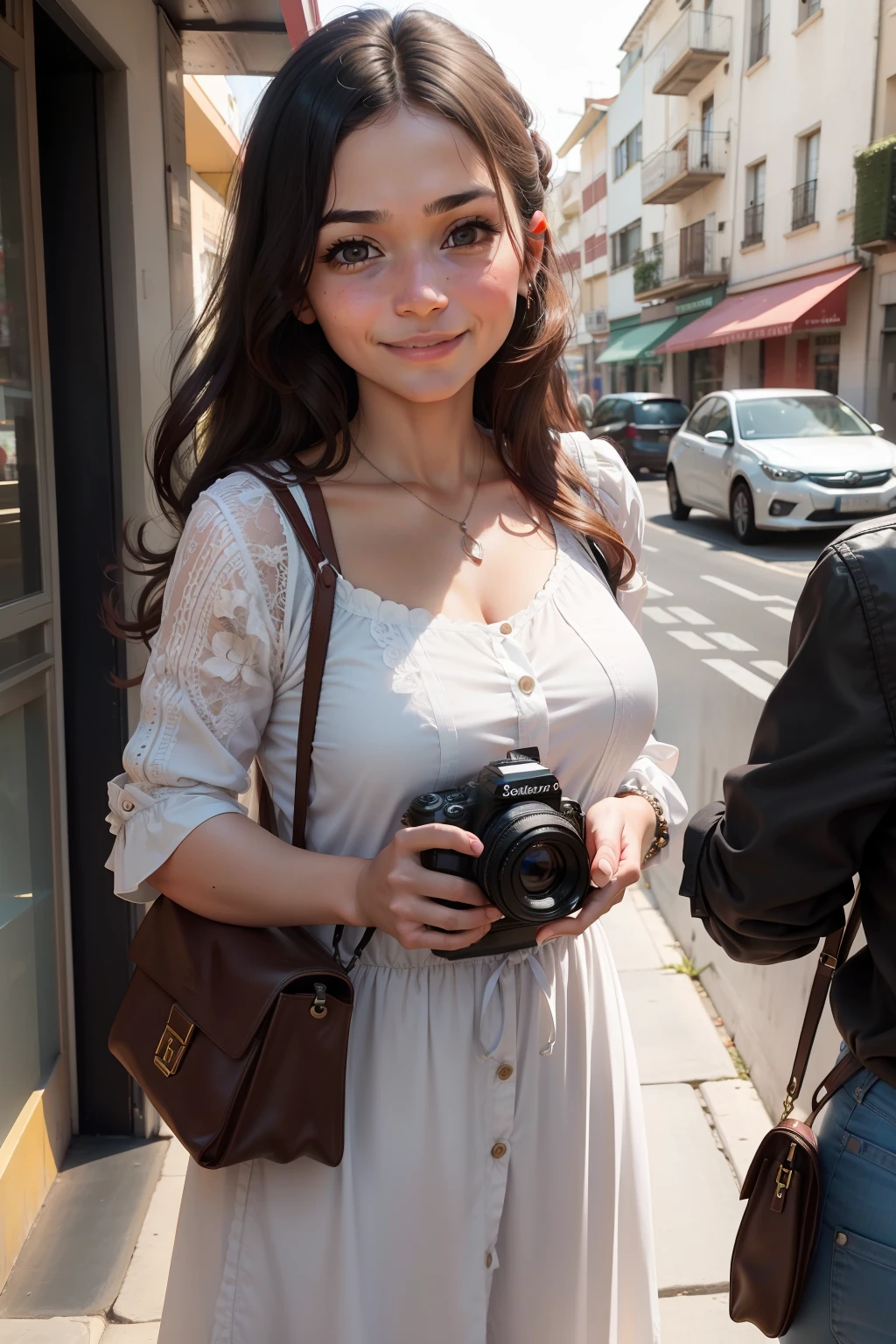 Maria decided to acquire the camera and, antes de sair da loja, she asked Sofia to photograph her holding the camera. Sofia, Realizing the genuine satisfaction of your customer, He smiled and captured the moment on his modern digital camera, but that kept the same spirit of the old camera.