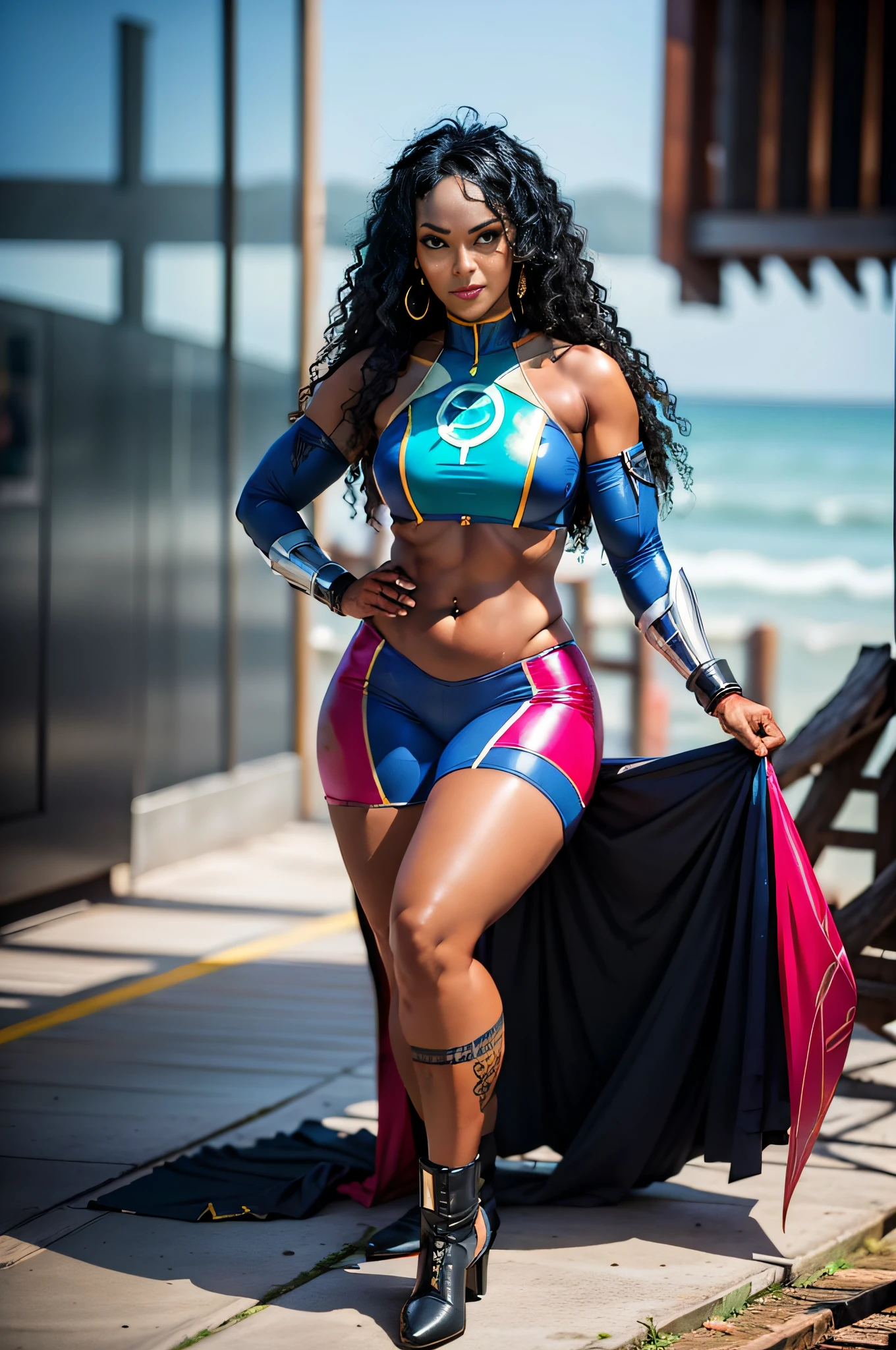 " Rosiane com um visual poderoso, rosiane cosplay storm X-Men, fullbody portrait"