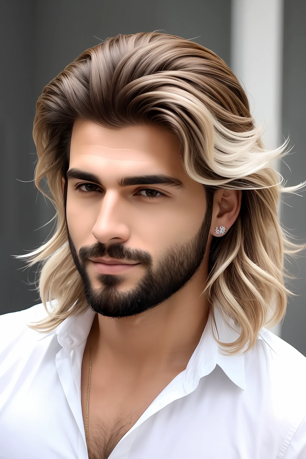 Um homem cabelo longo Branco