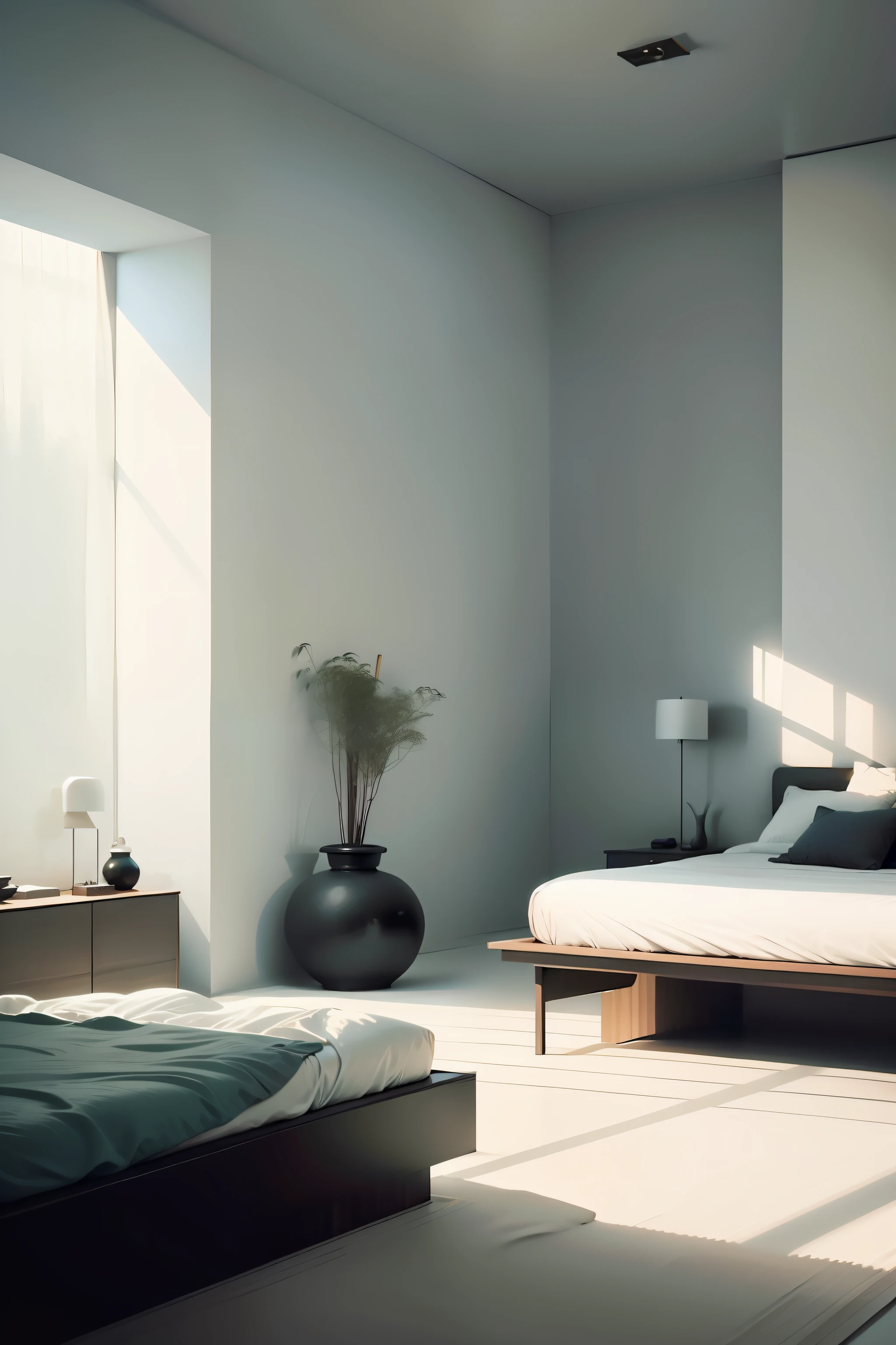 Bedrooms、modernism、surreal design、minimalist wind、Boys' room、Broaden your horizons、Interior design、the number、illustratio、buliding、home、peacful、big breasts beautiful、cozily。