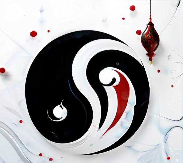 Close up of yin symbol on red and black background, qiangshu, Taoism, Chinese, daoshu, jia, Inspired by Gong Li, ying and yang, shui mo hua, inspired by Gong Xian, jia ruan, chi-gong, Daoism, nanquan, Chinese style, tian zi, yinyang shaped