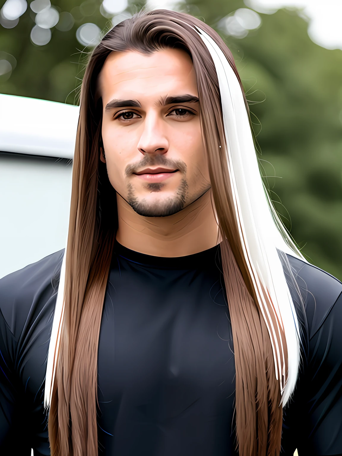 A man android long hair White with sausage