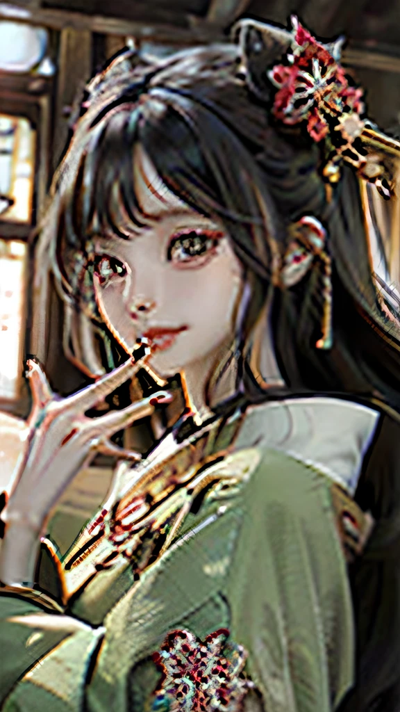 1 girl long nails long hair